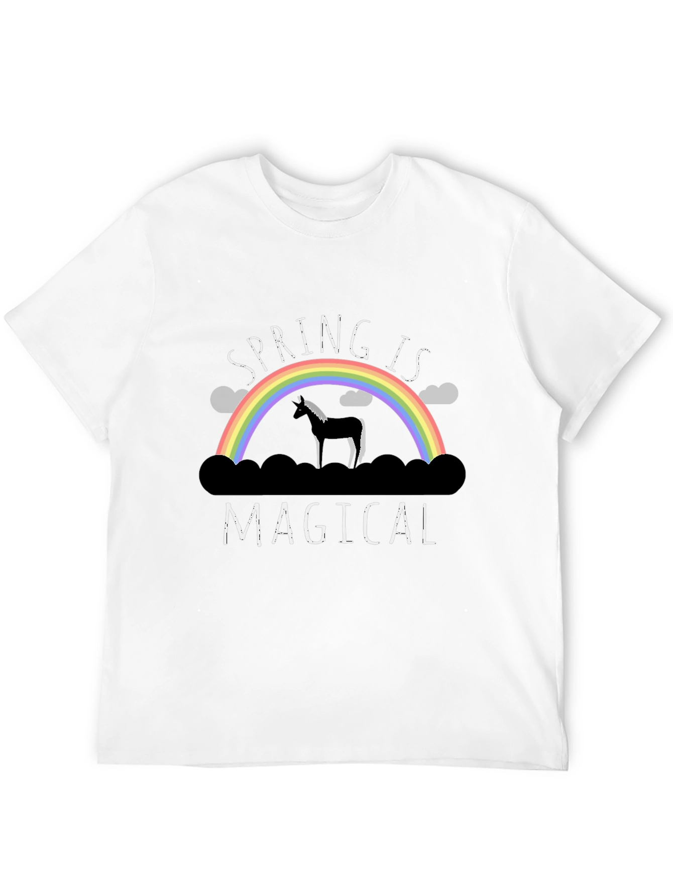 Black Spring Is Magical Unicorn Rainbow T-Shirt view 12