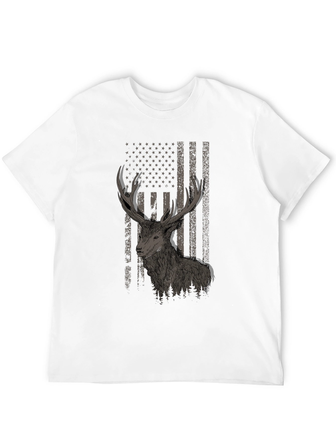 Black Deer Flag Graphic Tee - Black Cotton Blend view 12