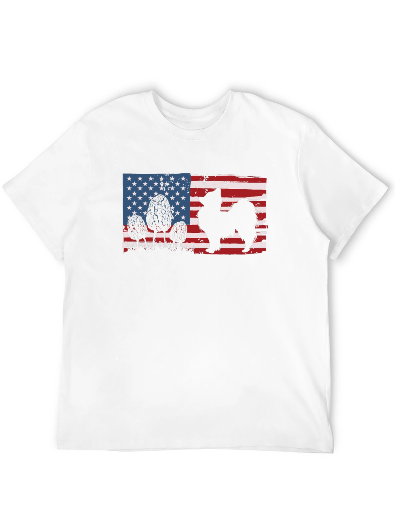 Black American Flag Dog Silhouette T-Shirt view 12