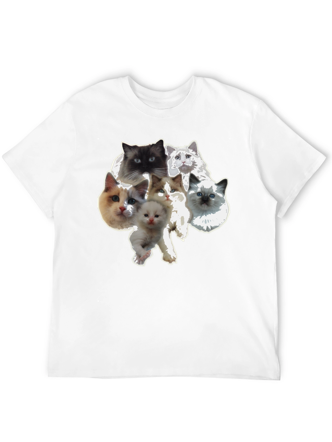 Black Cute Cat Faces Black T-Shirt view 12