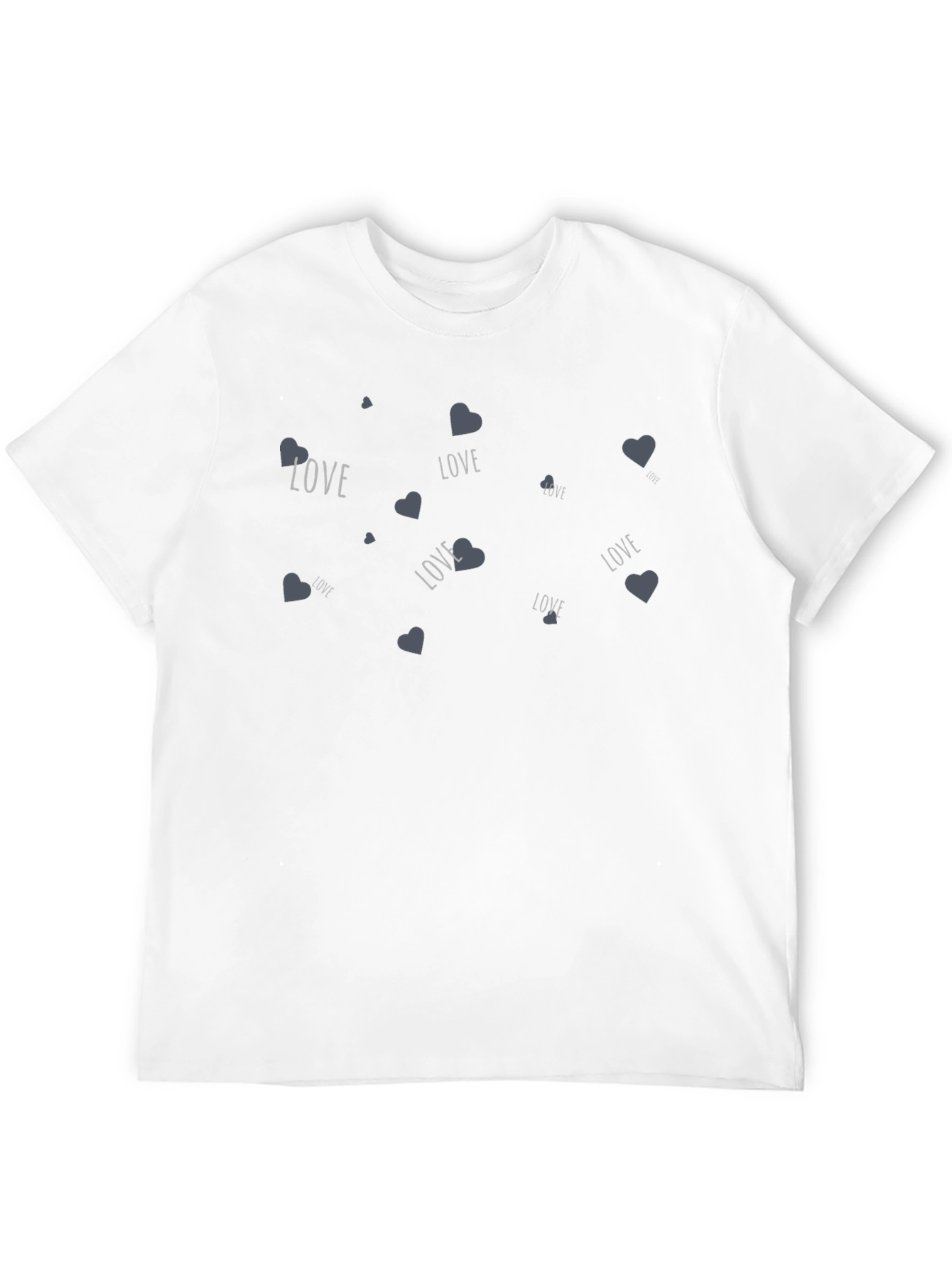 Black Love Heart Print Black Crew Neck T-Shirt view 12
