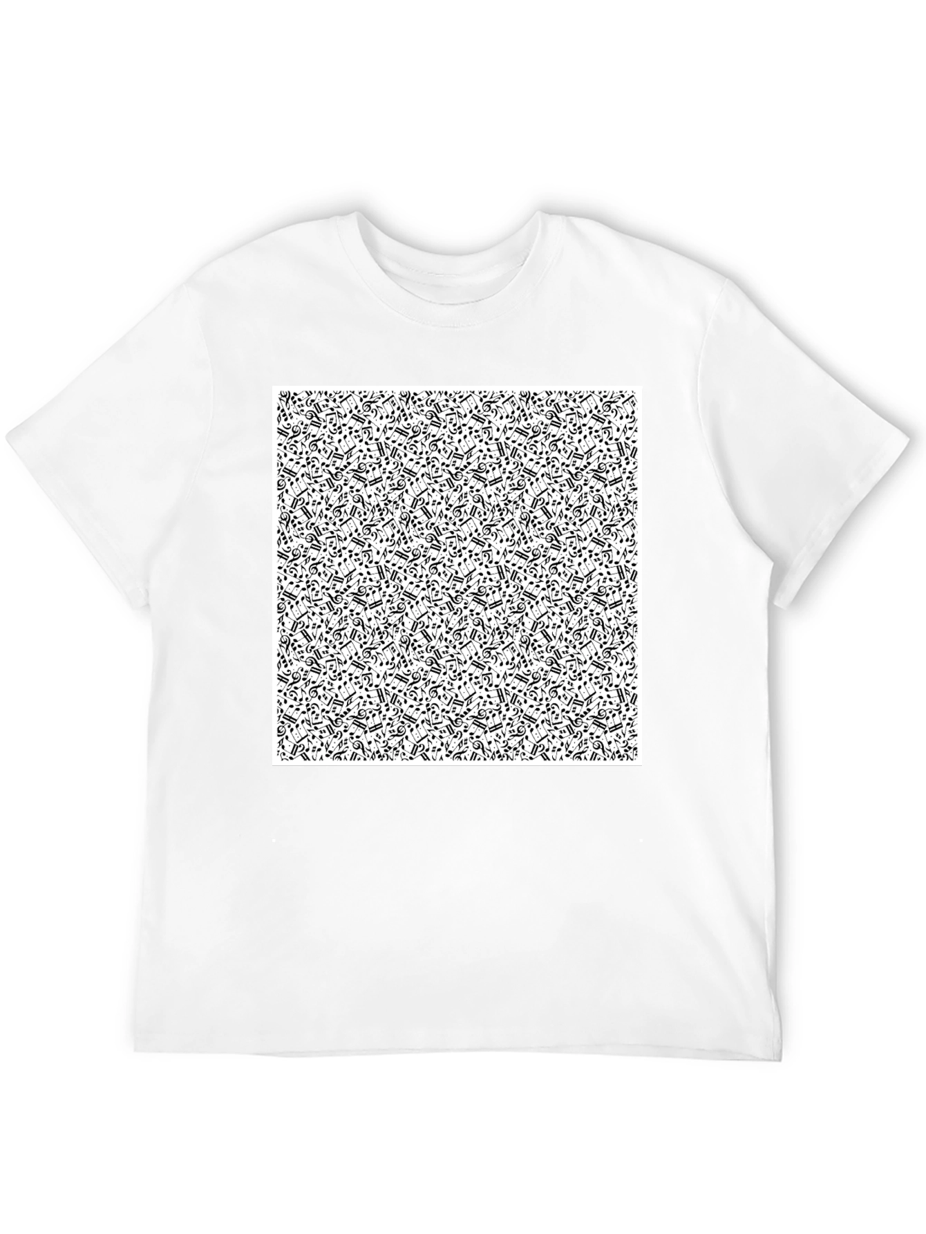 Black Musical Notes Pattern Black T-Shirt view 12