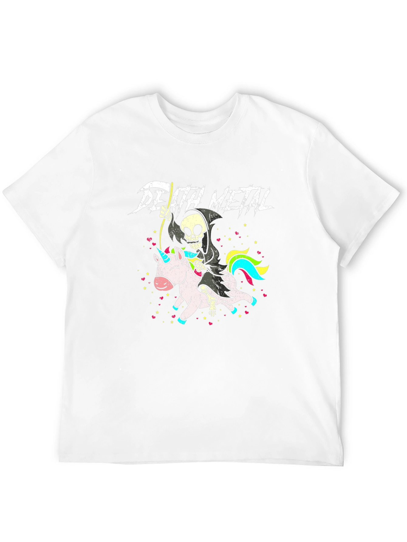 Black Death Metal Grim Reaper Unicorn Graphic T-Shirt view 12