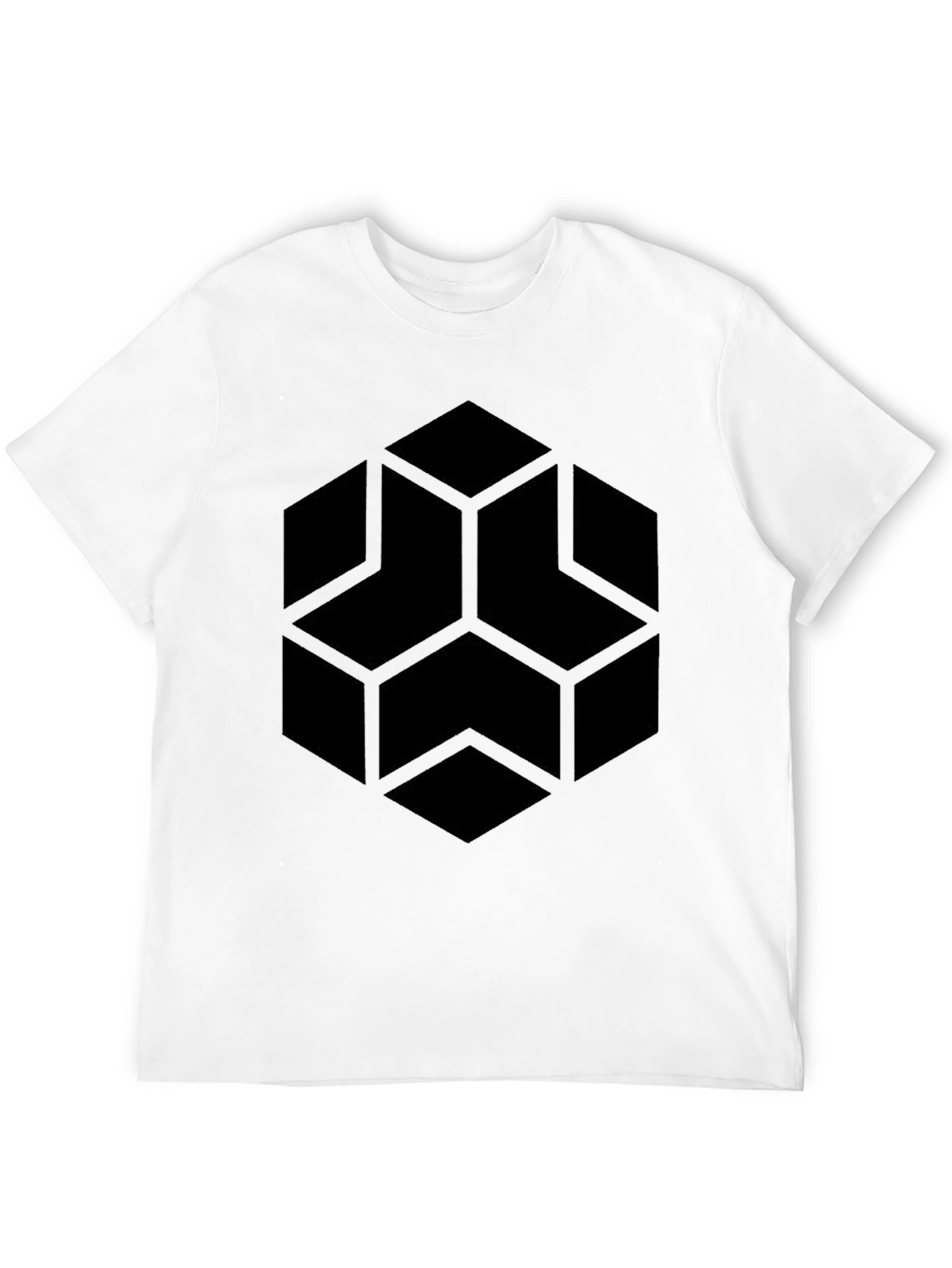 Black Geometric Hexagon Graphic Black T-Shirt view 12
