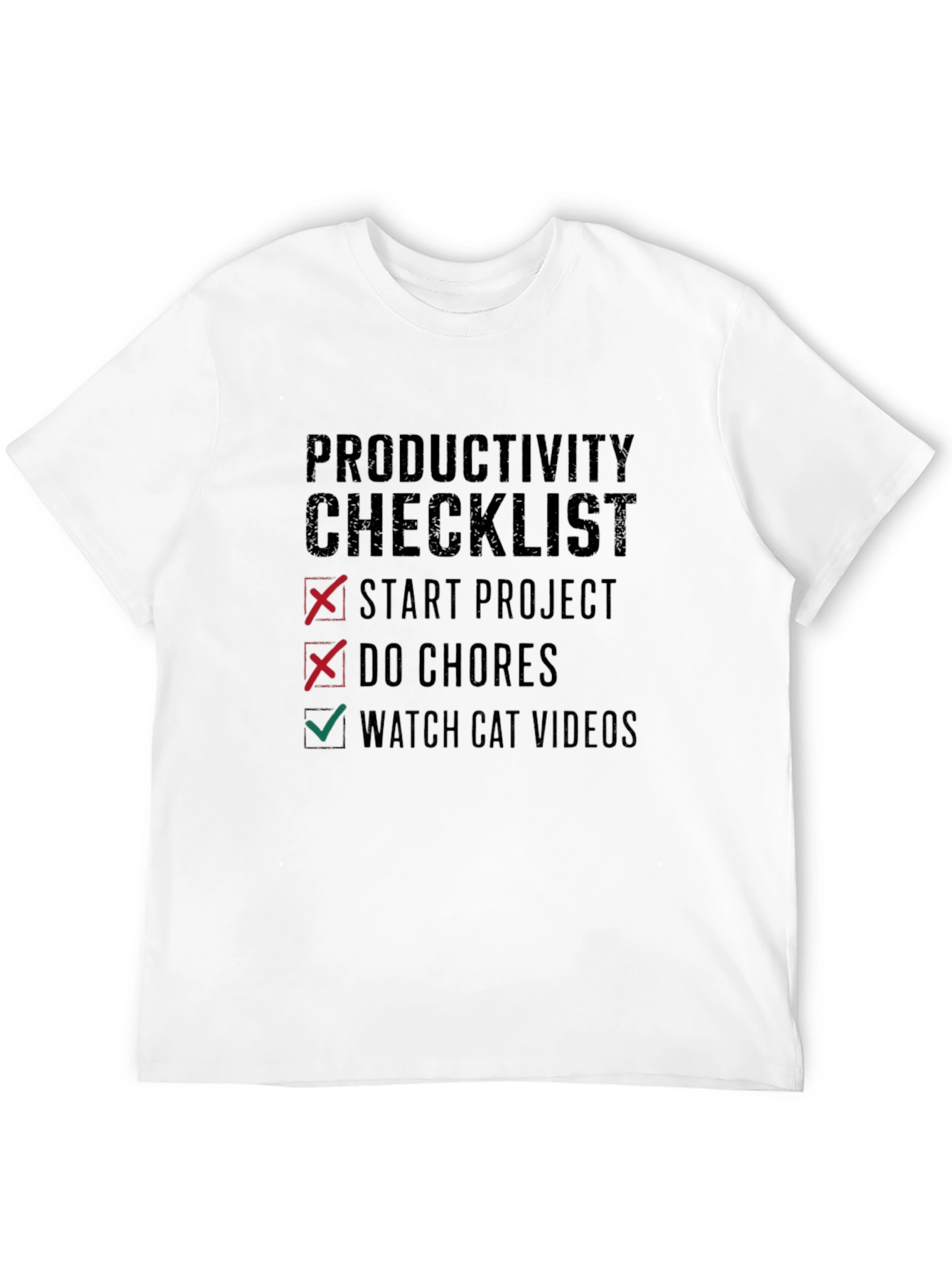 Black Productivity Checklist Graphic Tee - Watch Cat Videos! view 12