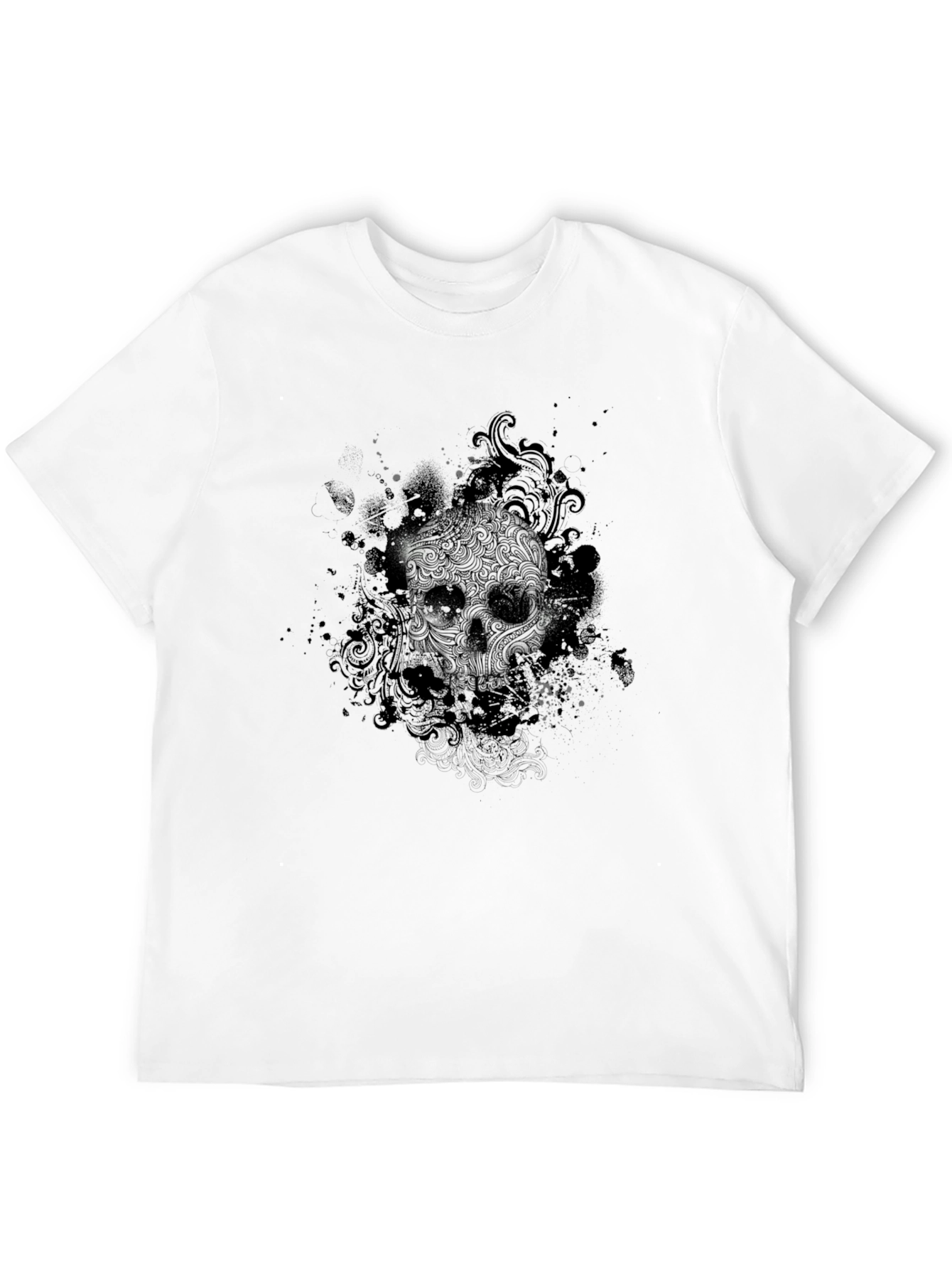 Black Skull Graphic Black T-Shirt - Artistic Design view 12