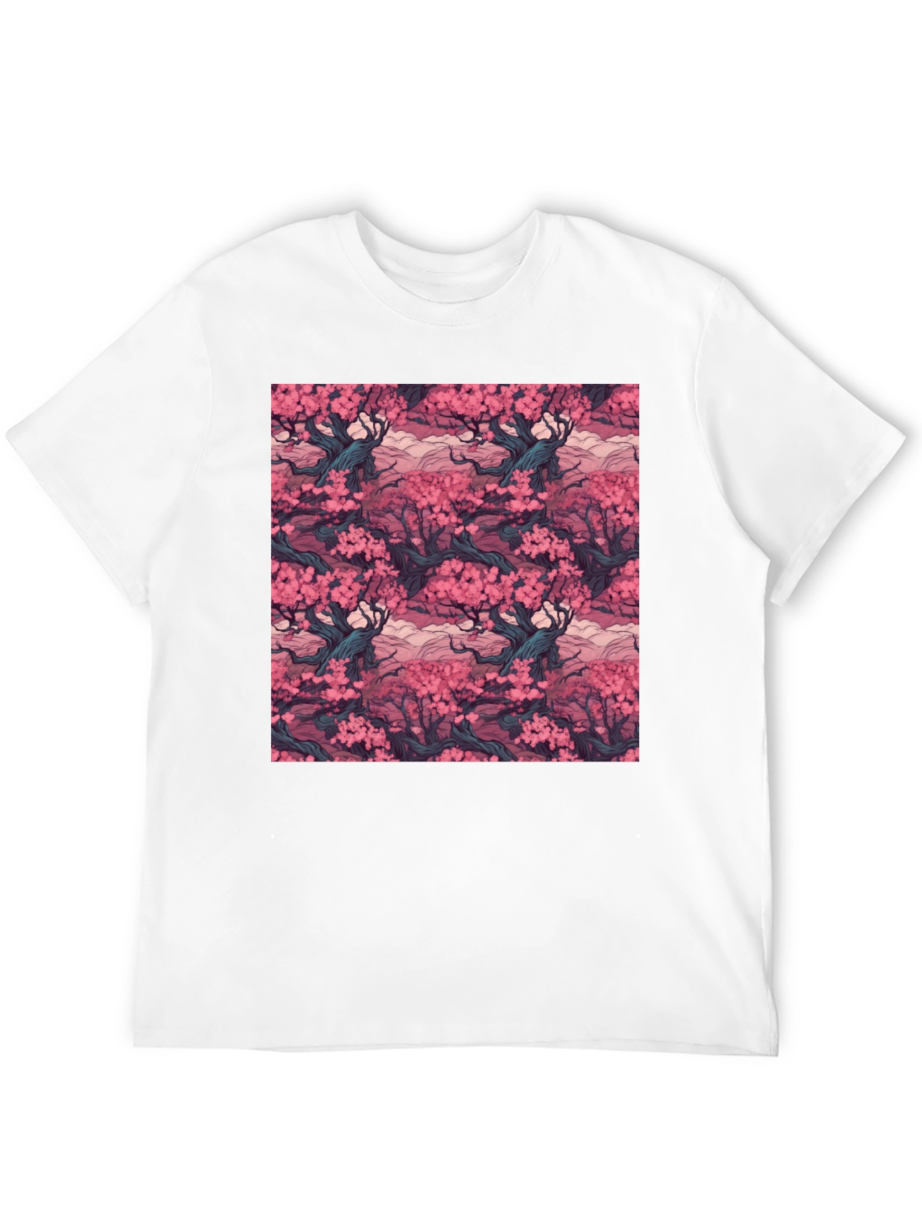 Black Cherry Blossom T-Shirt, Black, Relaxed Fit view 12
