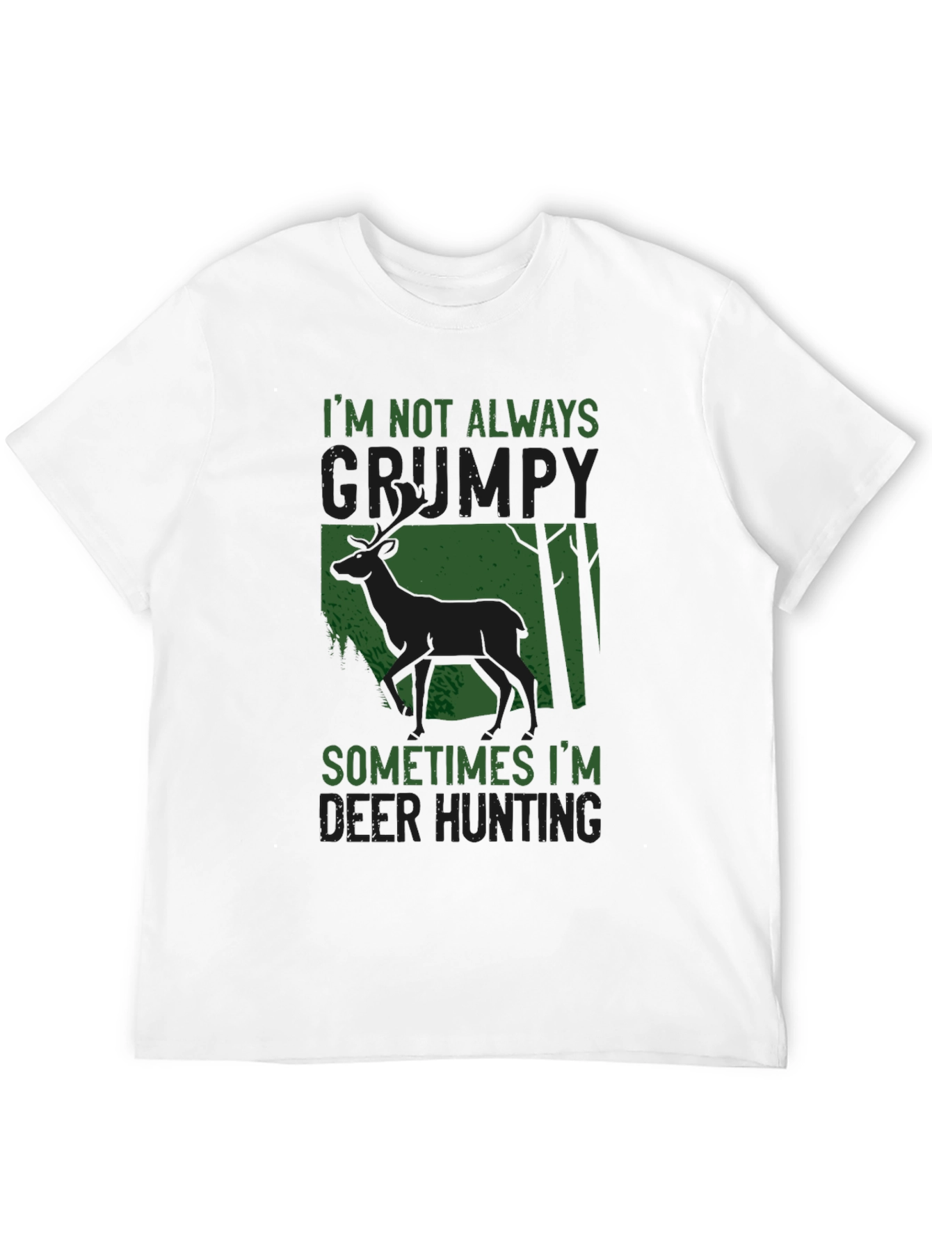 Black Grumpy Deer Hunting T-Shirt: Funny Graphic Tee view 12