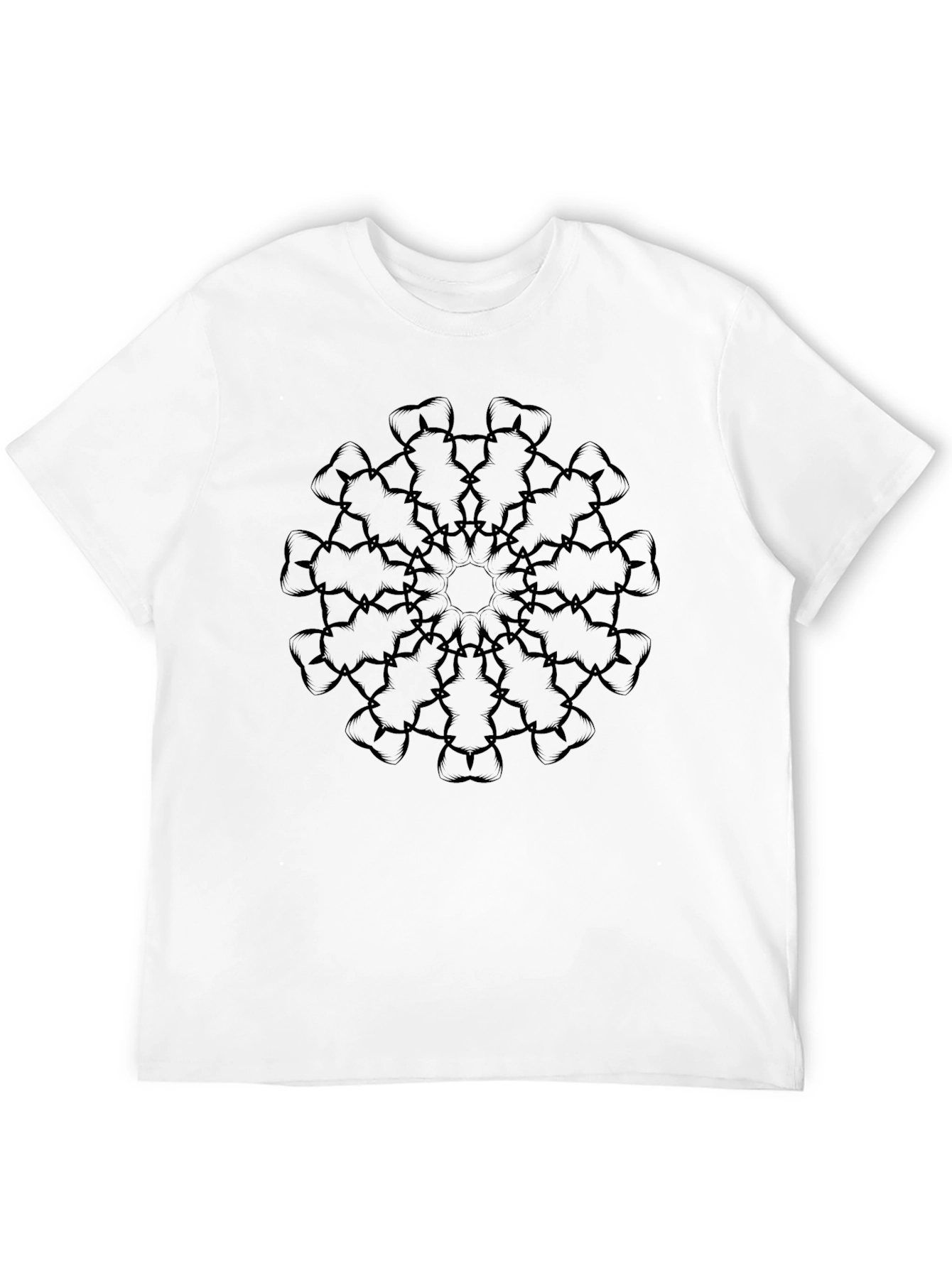 Black Geometric Mandala T-Shirt - Men's Black Tee view 12