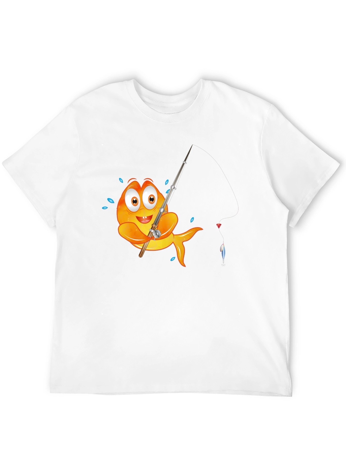 Black Fishing Fish Graphic Tee - Black Cotton T-Shirt view 12