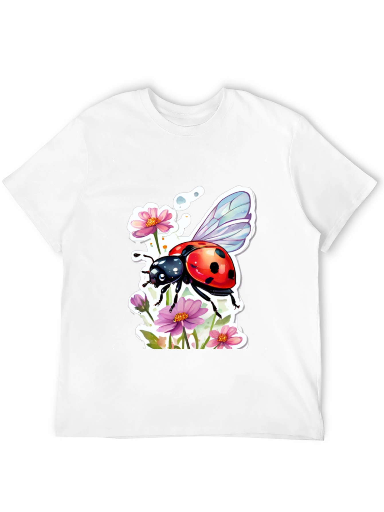 Black Ladybug & Floral Graphic Tee - Trendy Black T-Shirt view 12