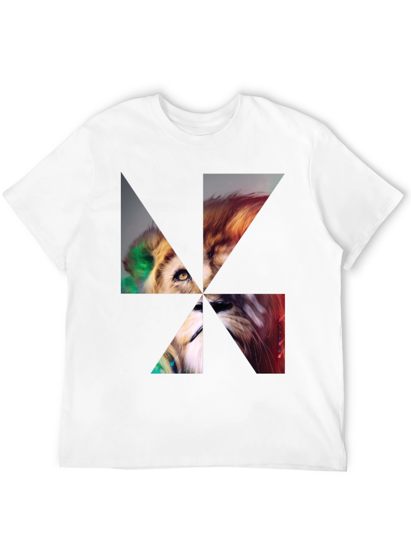 Black Abstract Lion Head Graphic T-Shirt view 12