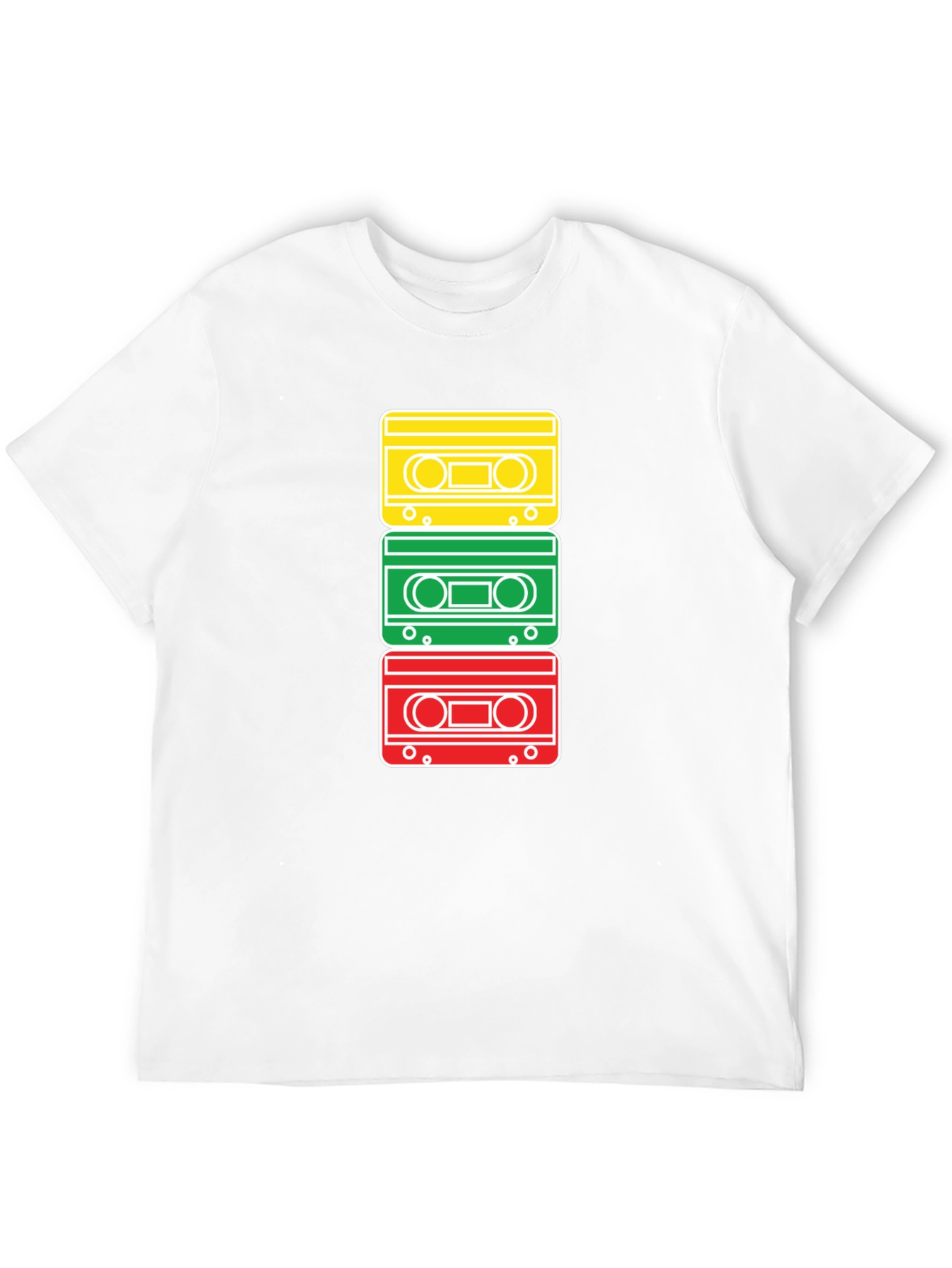 Black Retro Cassette Tape Stack Graphic T-Shirt view 12