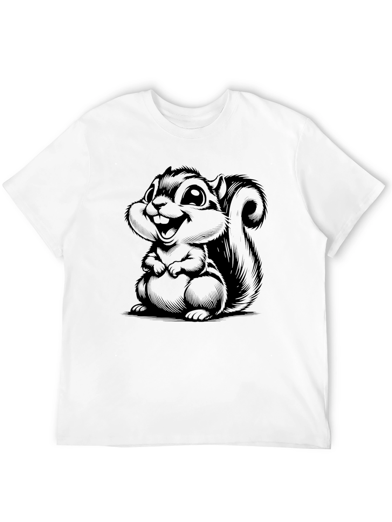 Black Cartoon Squirrel Graphic Tee - Soft Black T-Shirt view 12