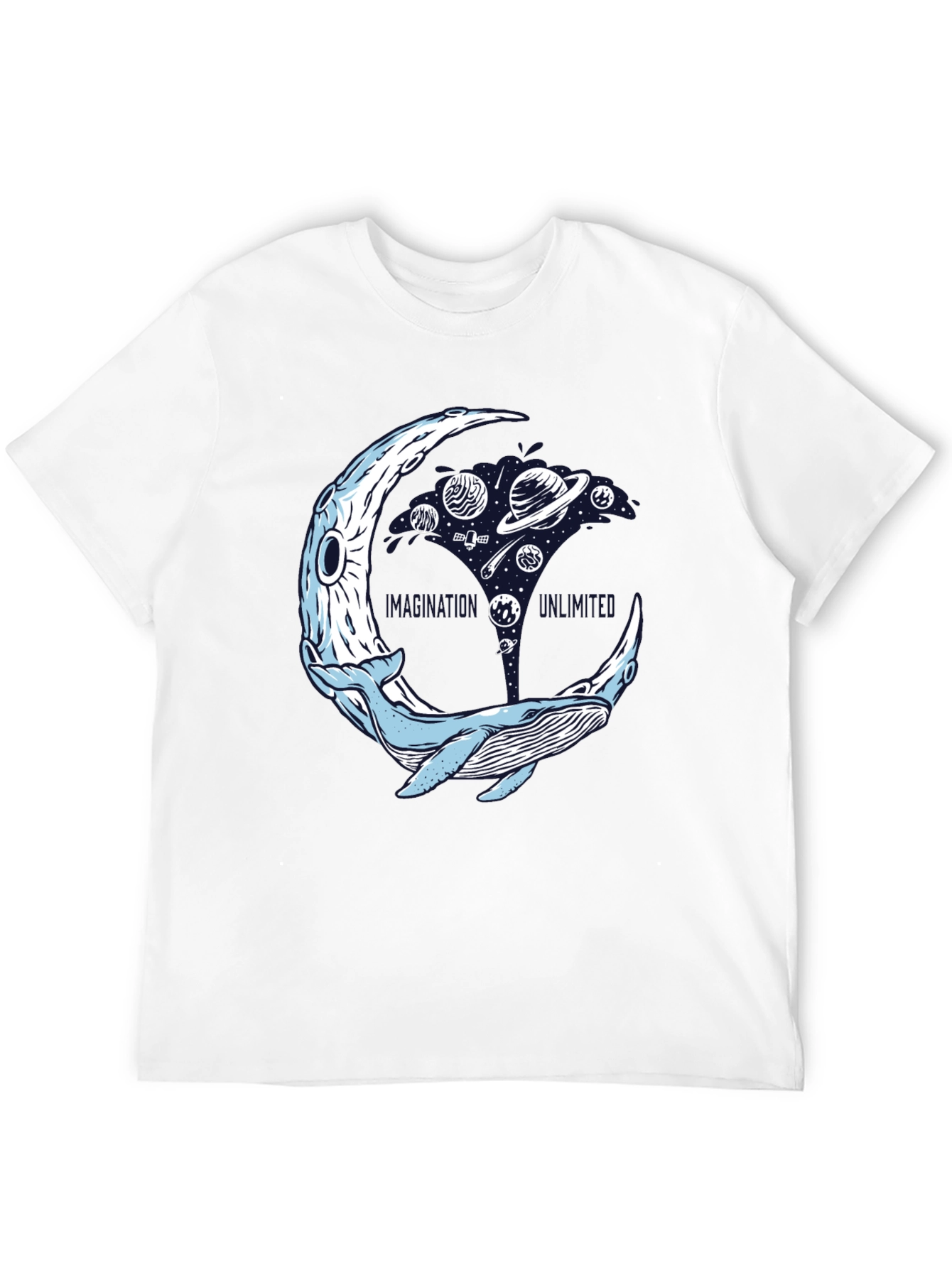 Black Cosmic Whale T-Shirt - Space Moon view 12
