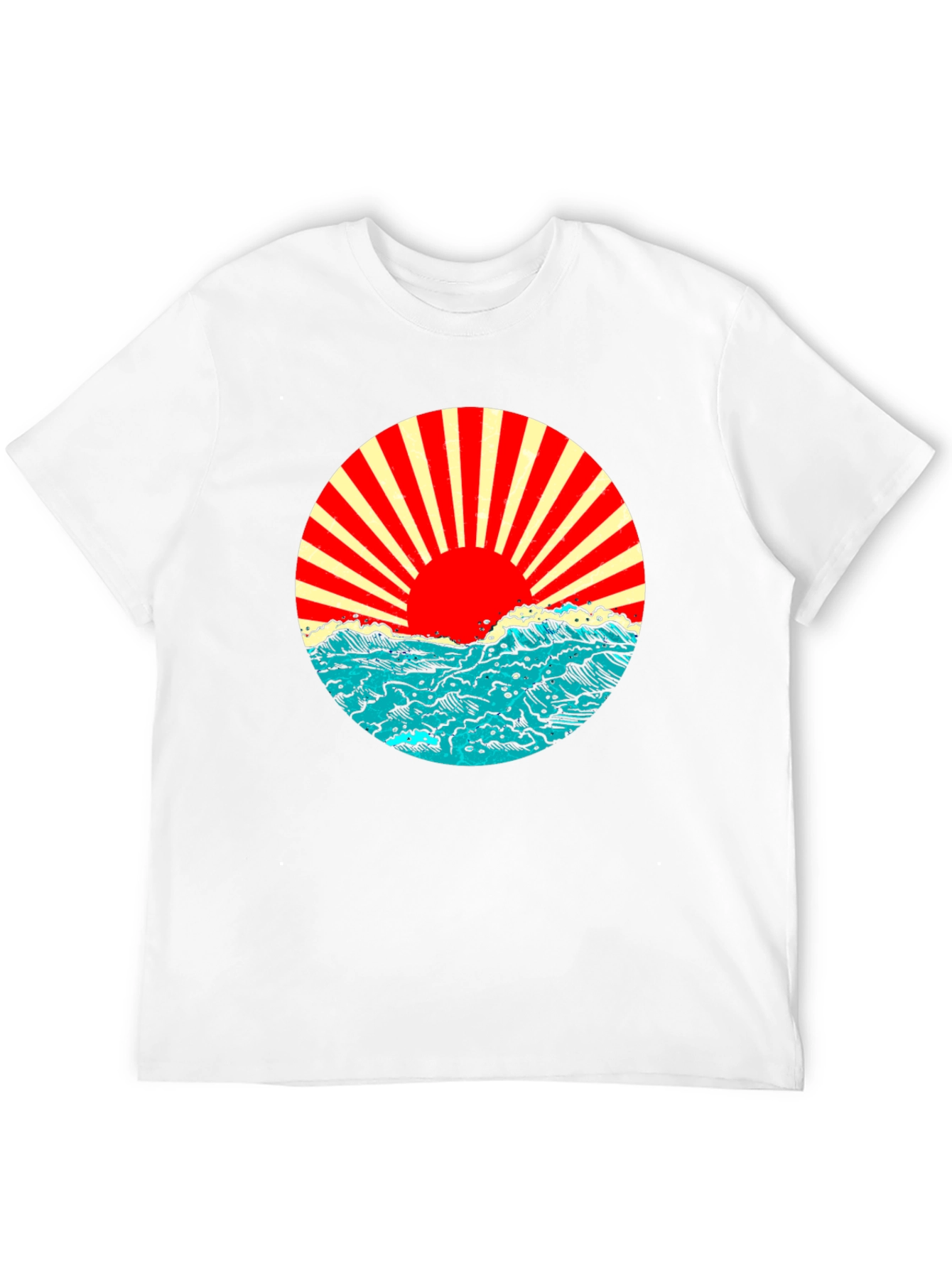 Black Rising Sun Ocean Wave Graphic Tee - Black view 12