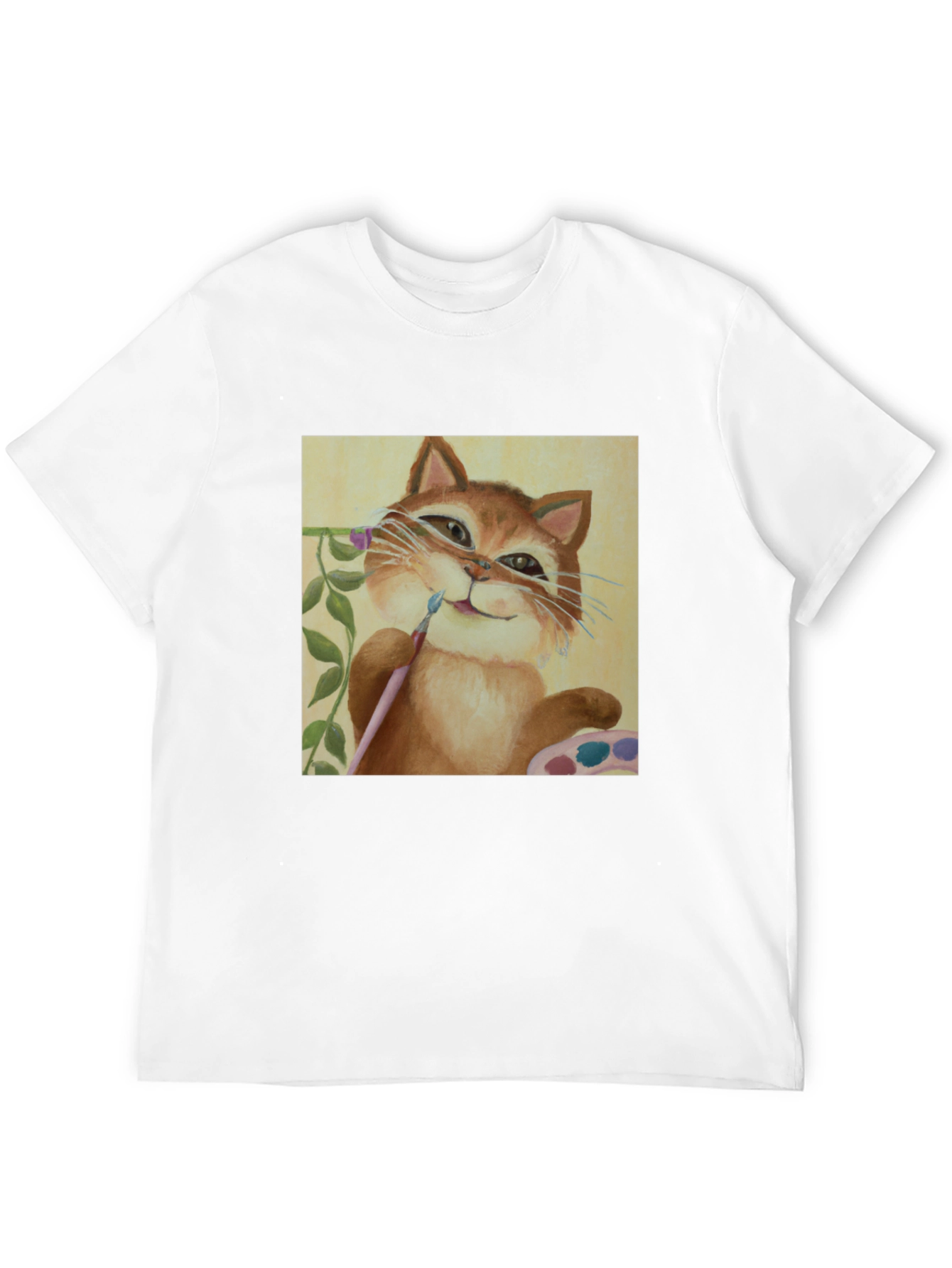 Cat Artist T-Shirt - Whimsical Painter Tee - 12