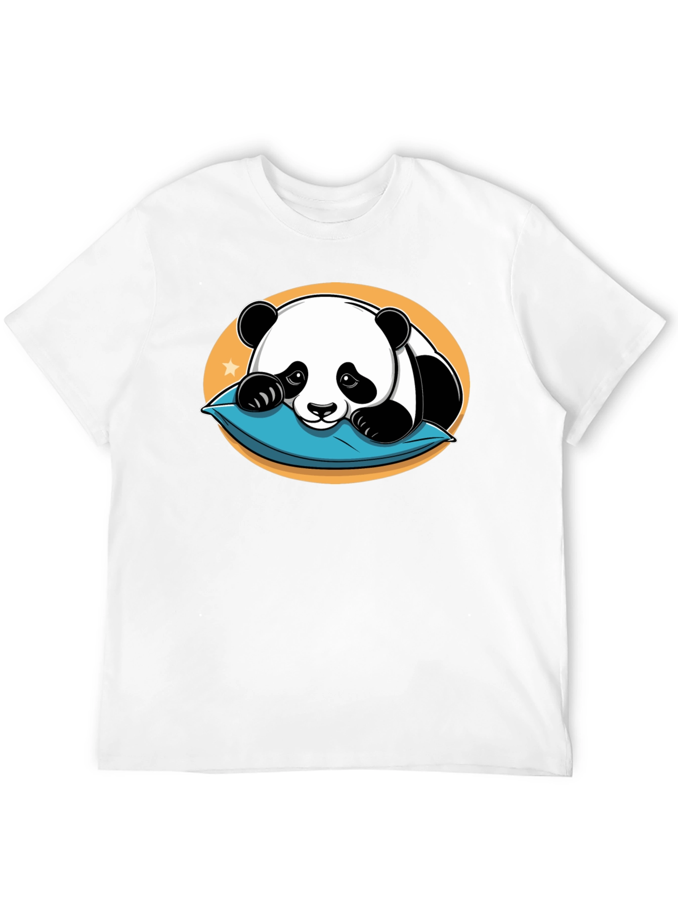 Black Cute Panda Pillow Black T-Shirt view 12