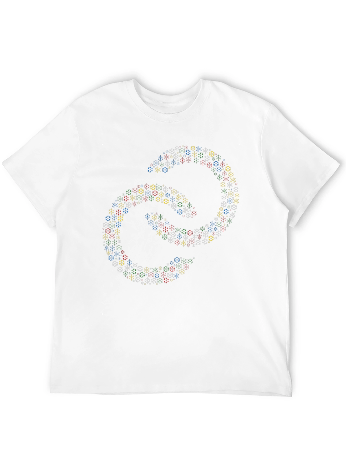 Black Abstract Linked Snowflake Pattern Black T-Shirt view 12