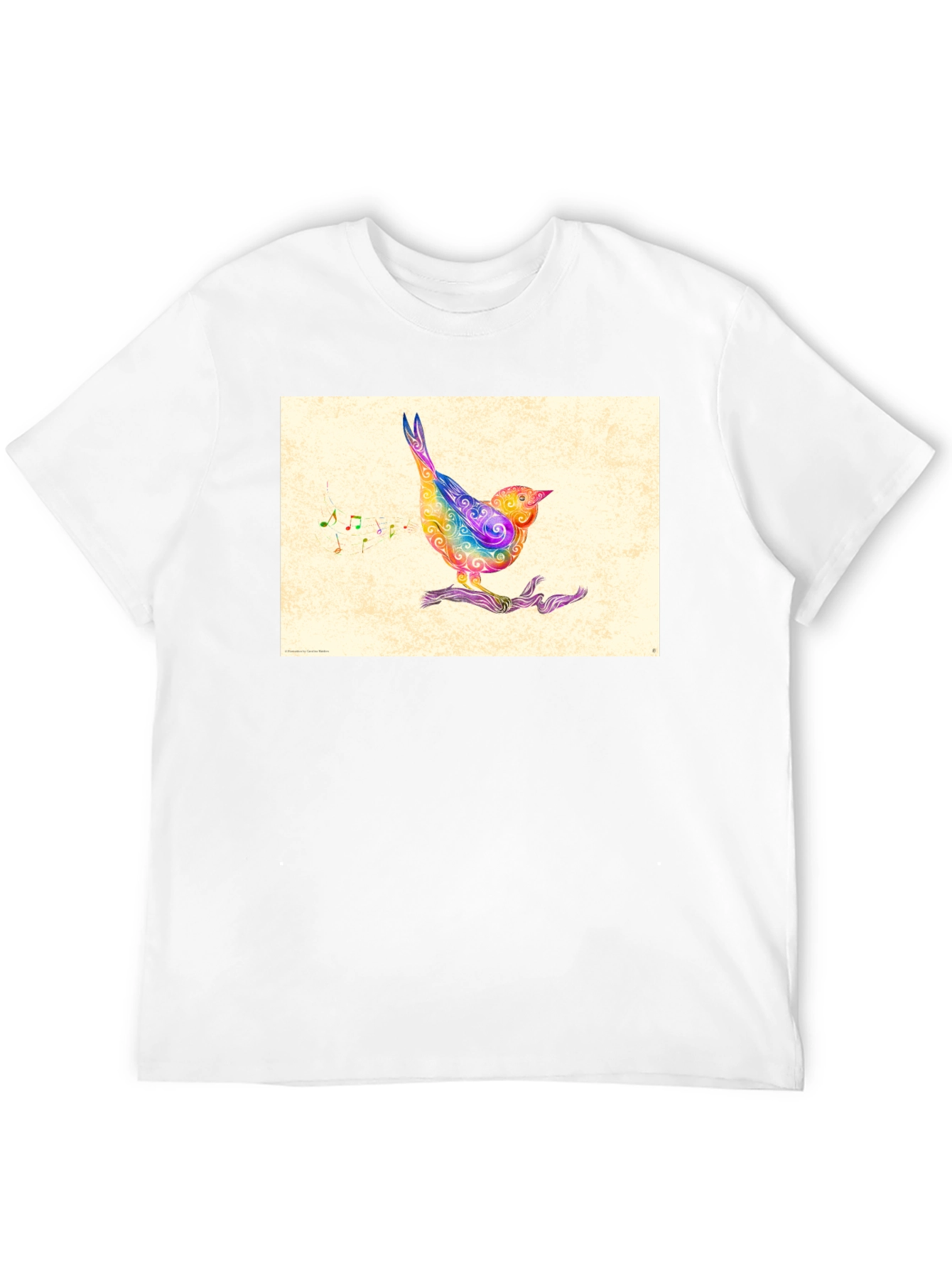 Black Rainbow Bird Music Note Graphic Tee view 12