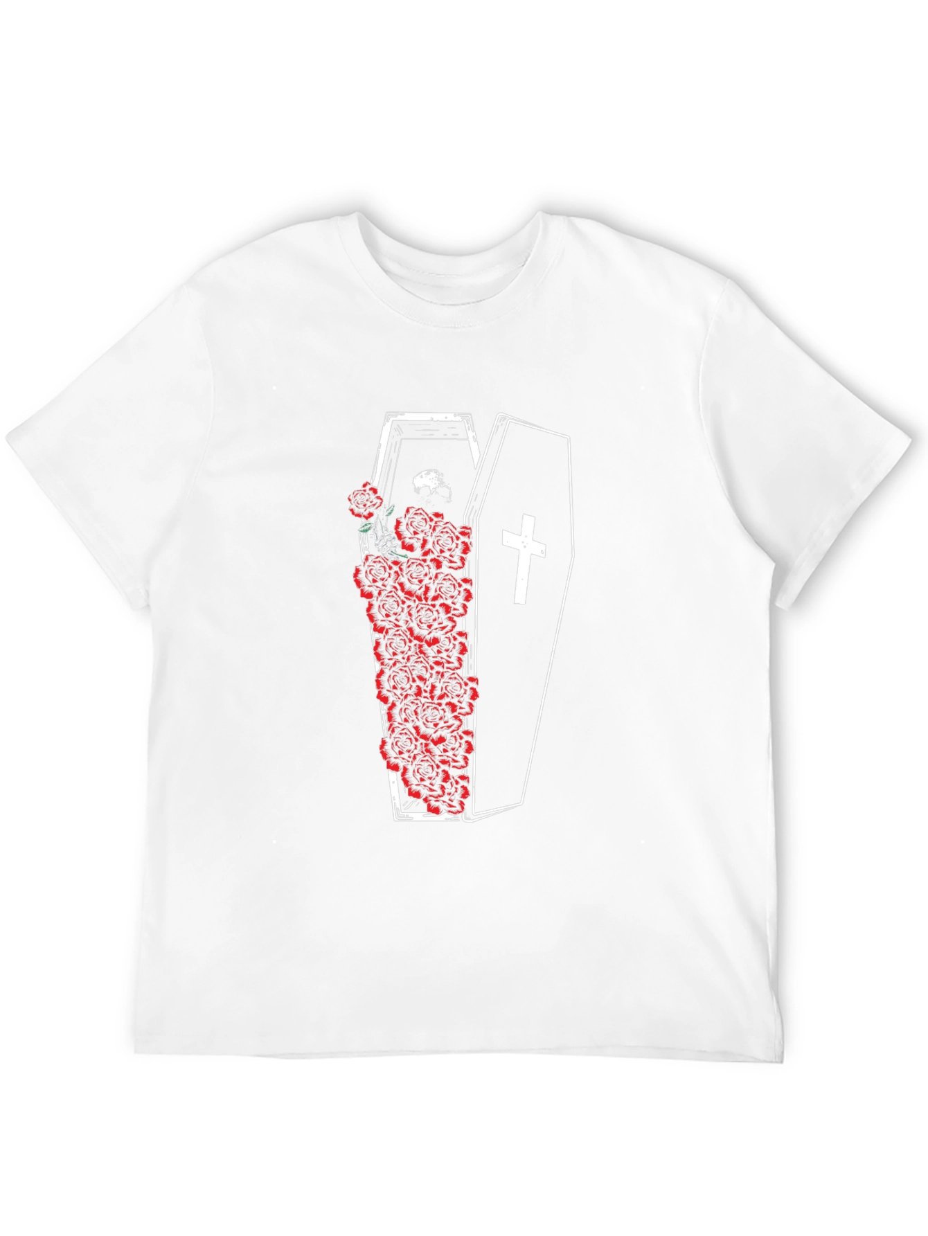 Black Coffin & Roses Graphic Tee - Unisex Black T-Shirt view 12