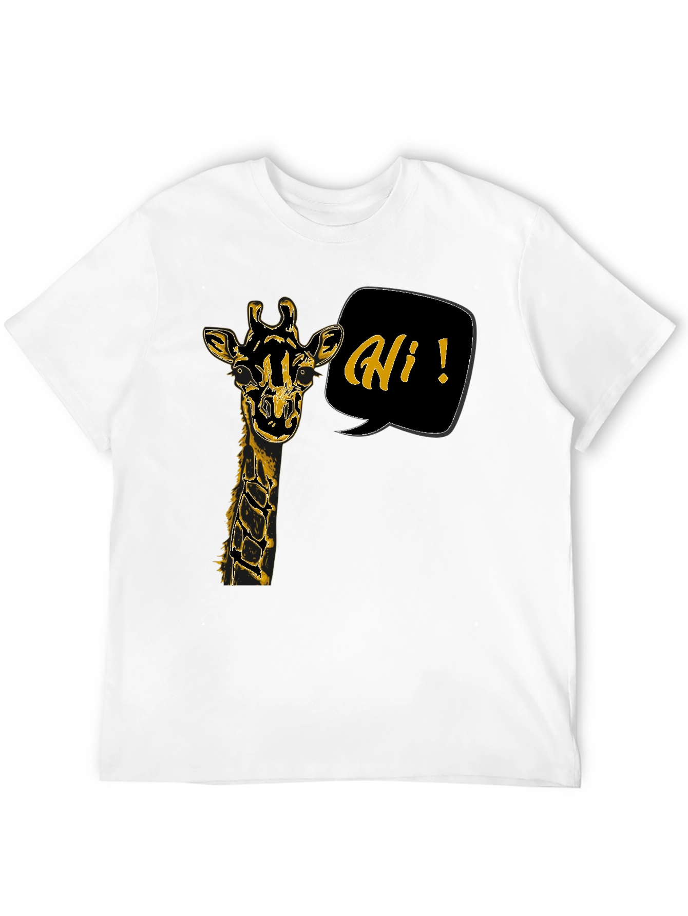 Black Giraffe Hi Graphic Tee - Black Unisex T-Shirt view 12