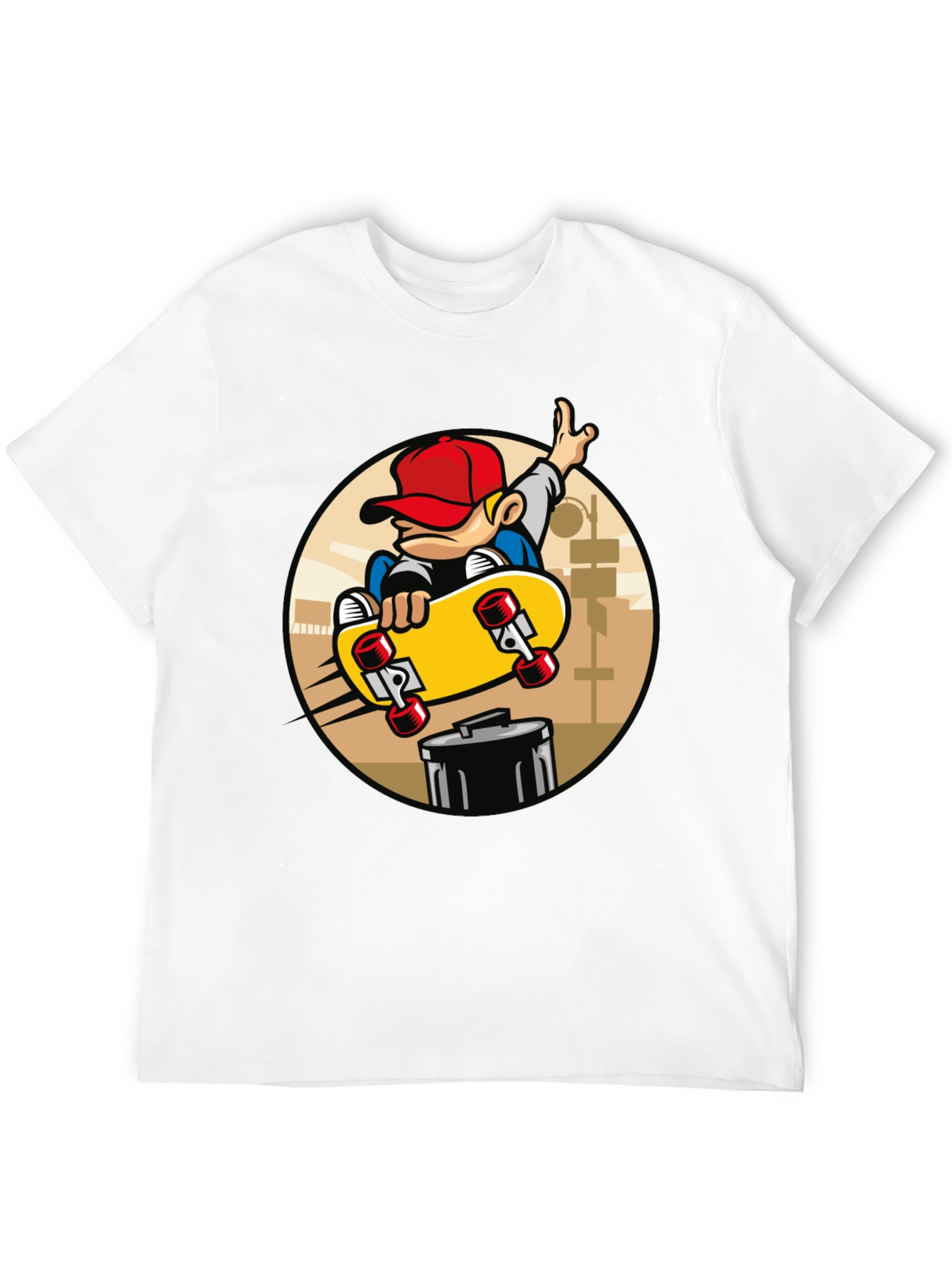 Black Skateboarder Graphic Tee - Black Cotton Blend T-Shirt view 12