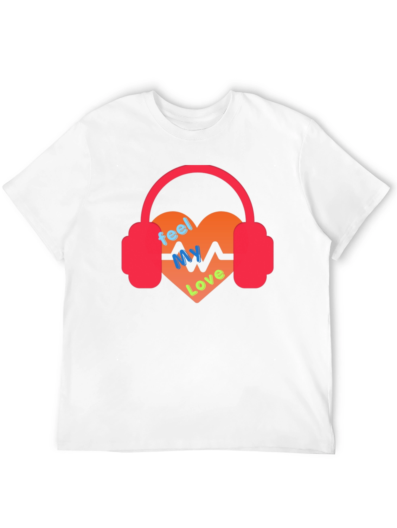 Black Feel My Love Heartbeat Headphones Graphic Tee view 12