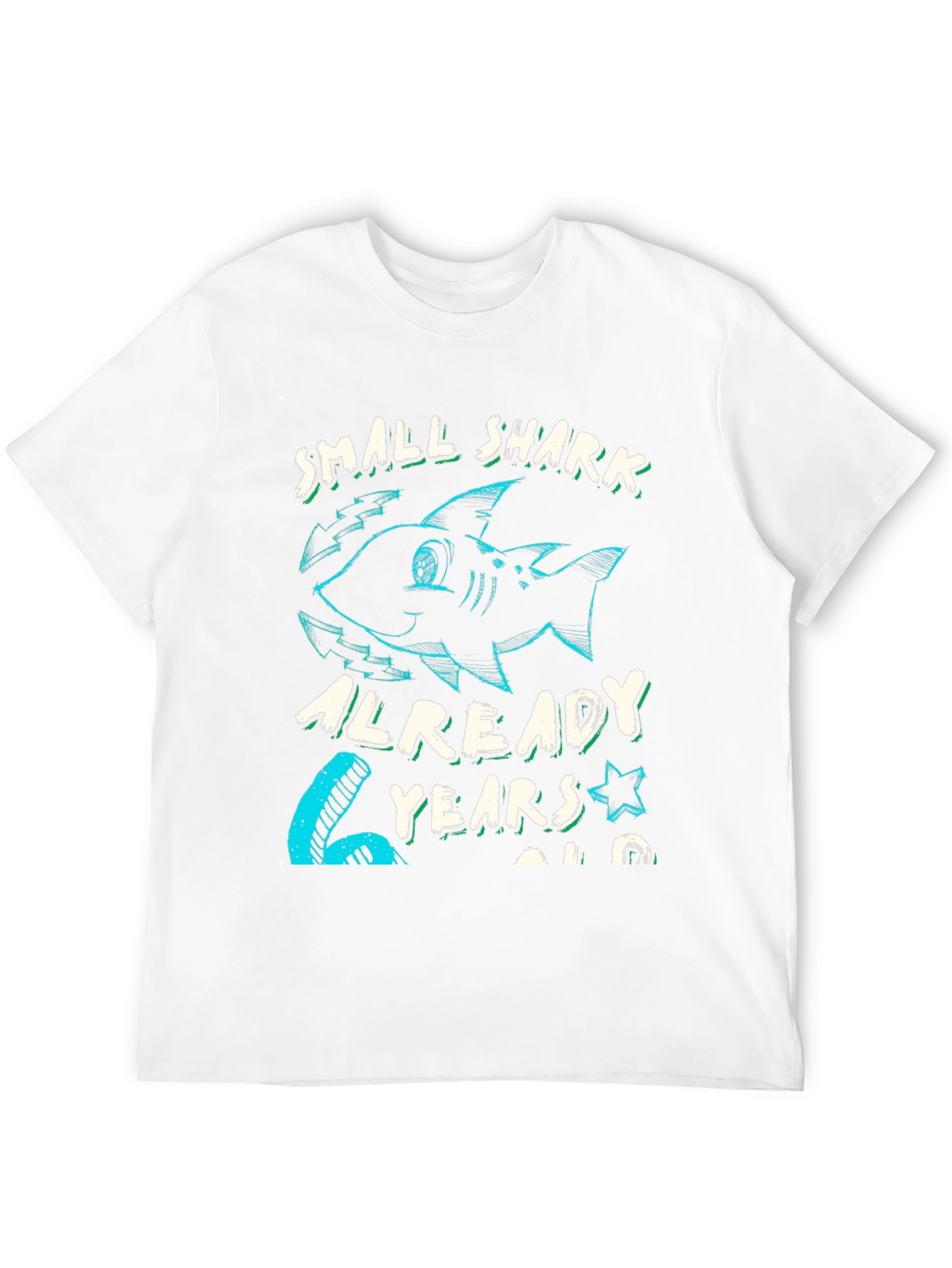 Black Small Shark 6 Years Old Birthday T-Shirt view 12