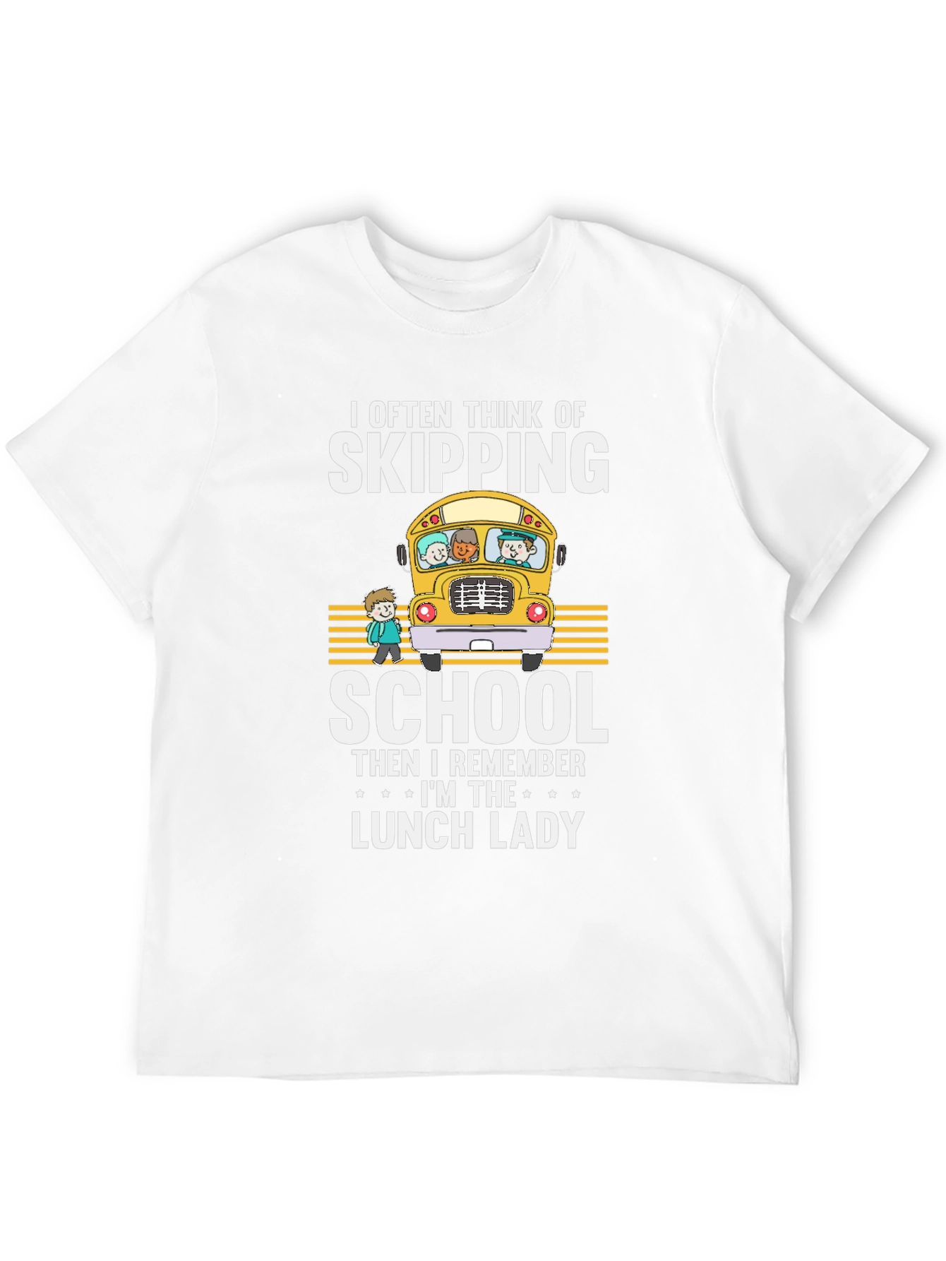 Black Lunch Lady T-Shirt - School Bus Design view 12