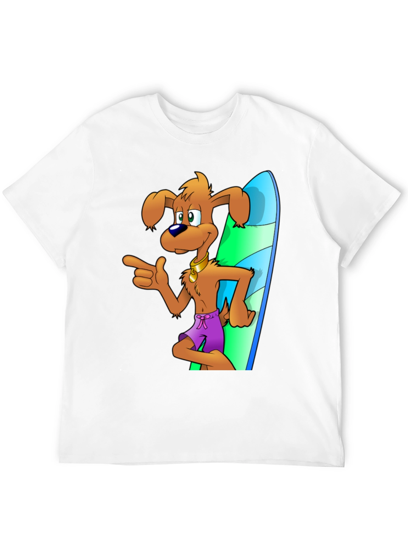Black Cartoon Dog Surfing T-Shirt view 12