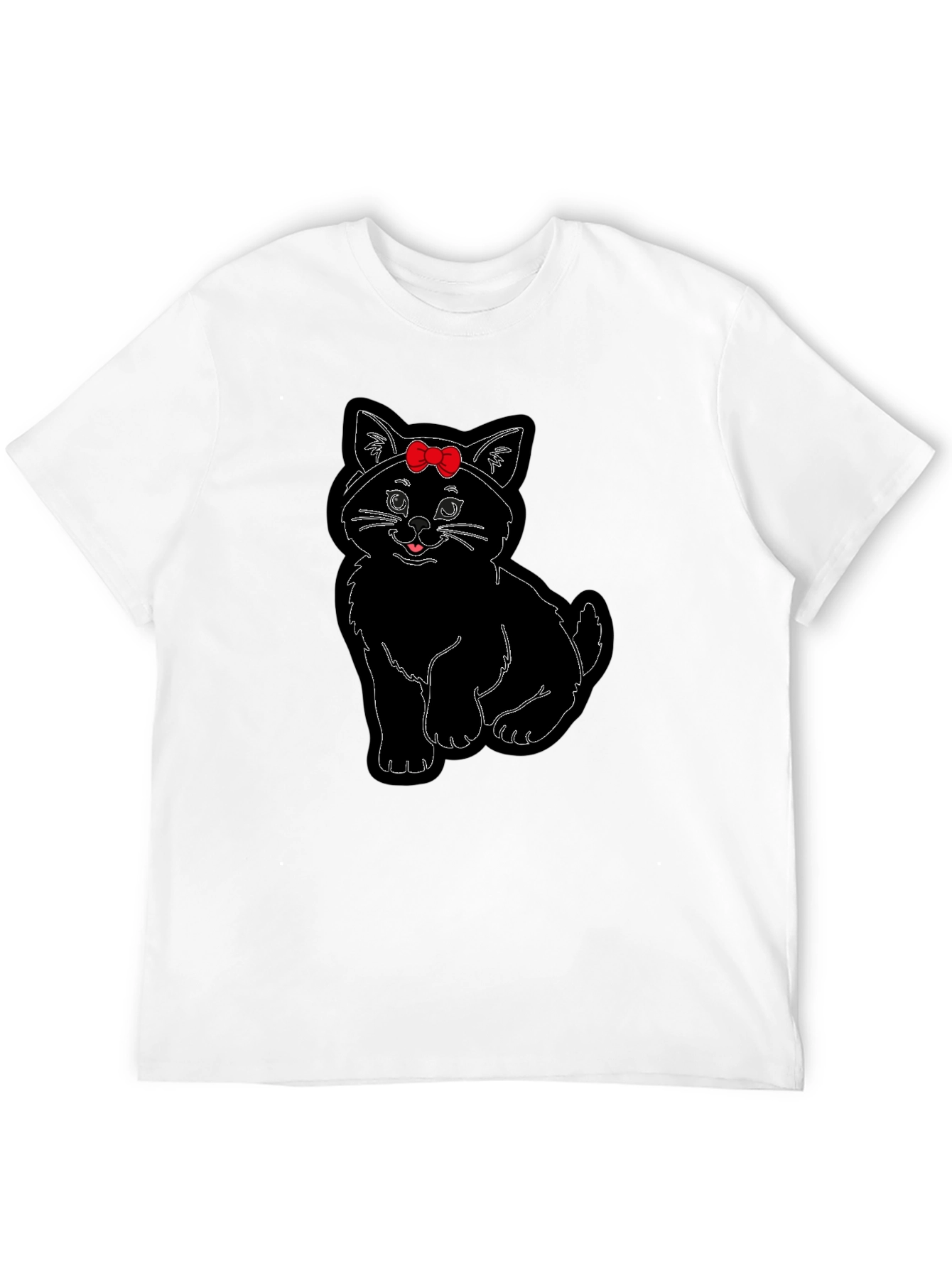 Black Cute Cat T-Shirt with Bow view 12
