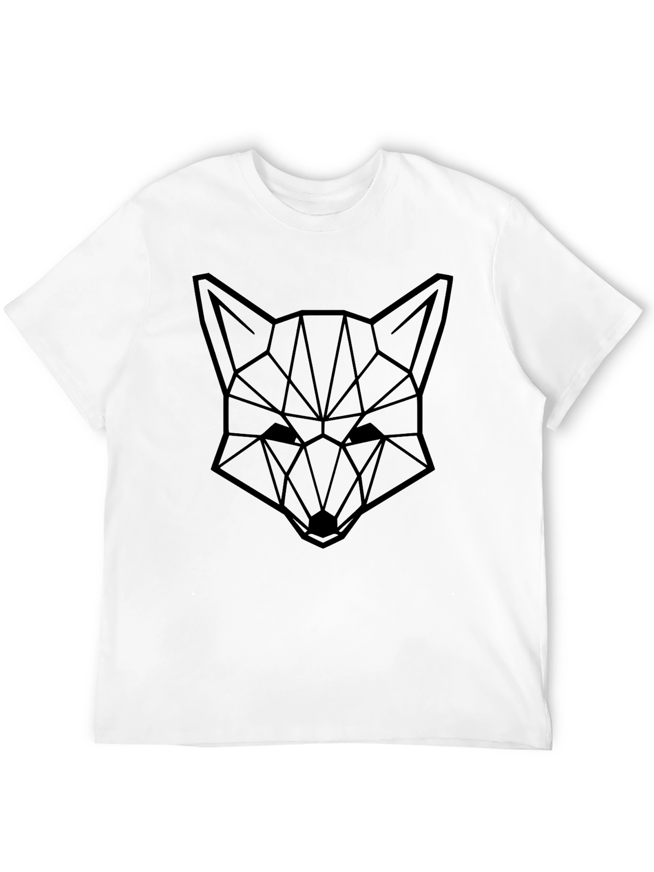 Black Geometric Fox Head Graphic Black T-Shirt view 12