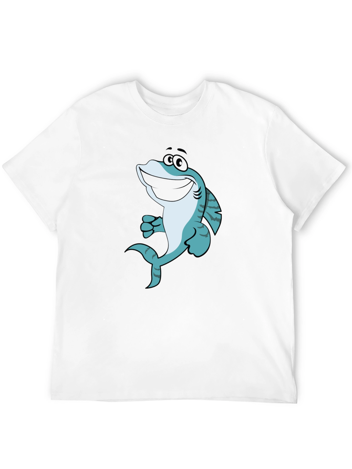 Black Cartoon Shark Graphic T-Shirt - Black view 12
