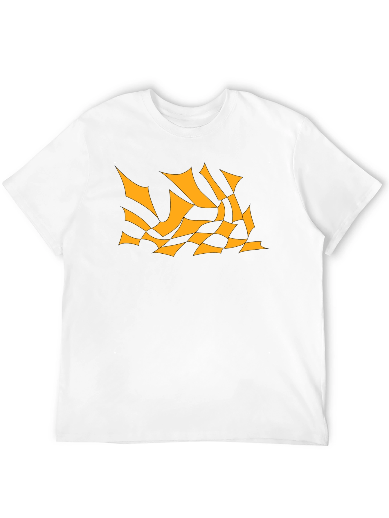 Black Men's Black Tee with Abstract Orange Design view 12