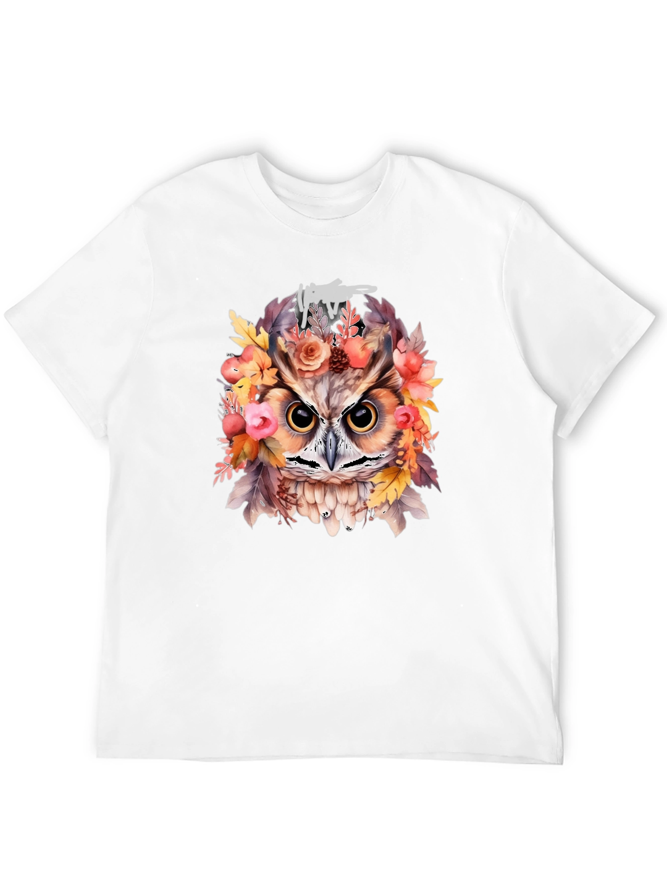 Black Floral Owl Graphic Print Black T-Shirt view 12