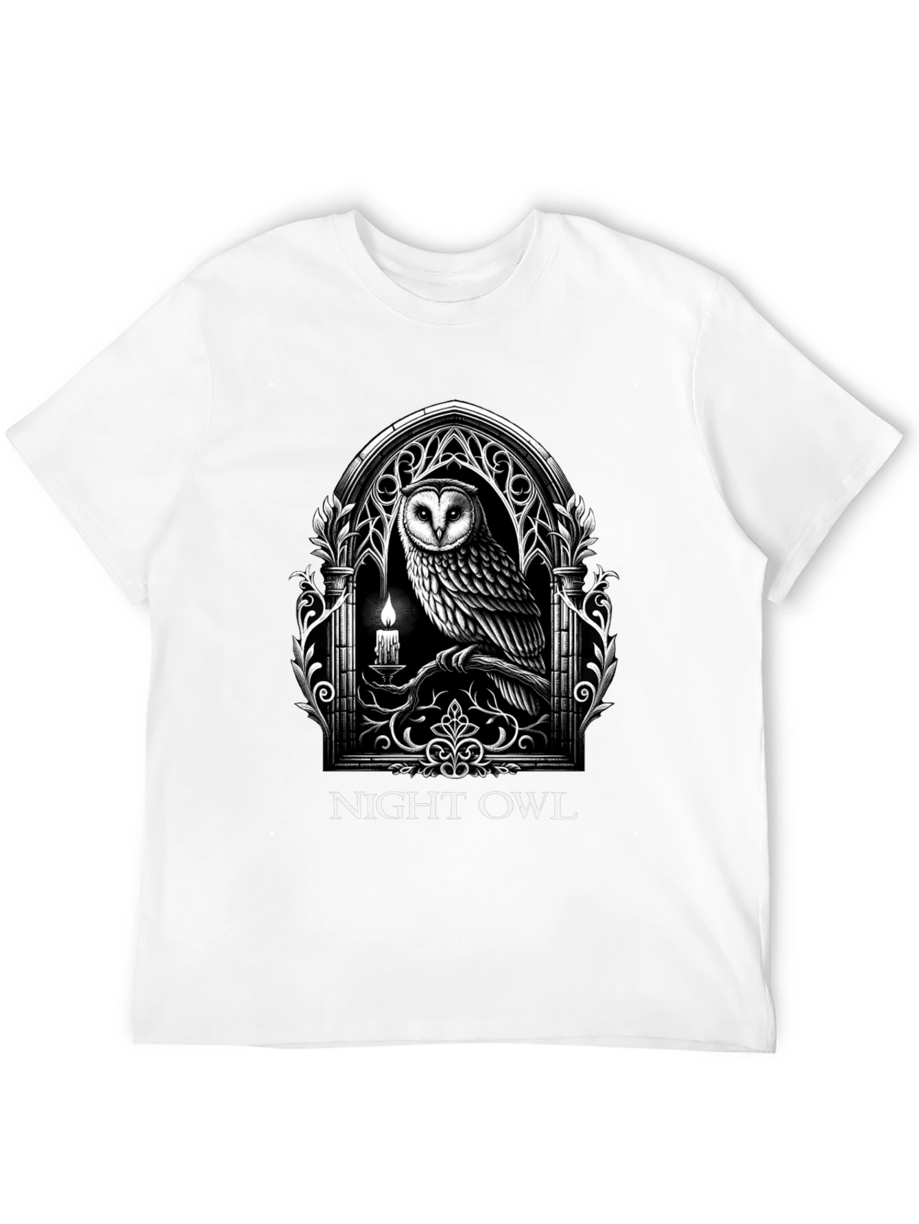 Black Night Owl Gothic Graphic T-Shirt view 12