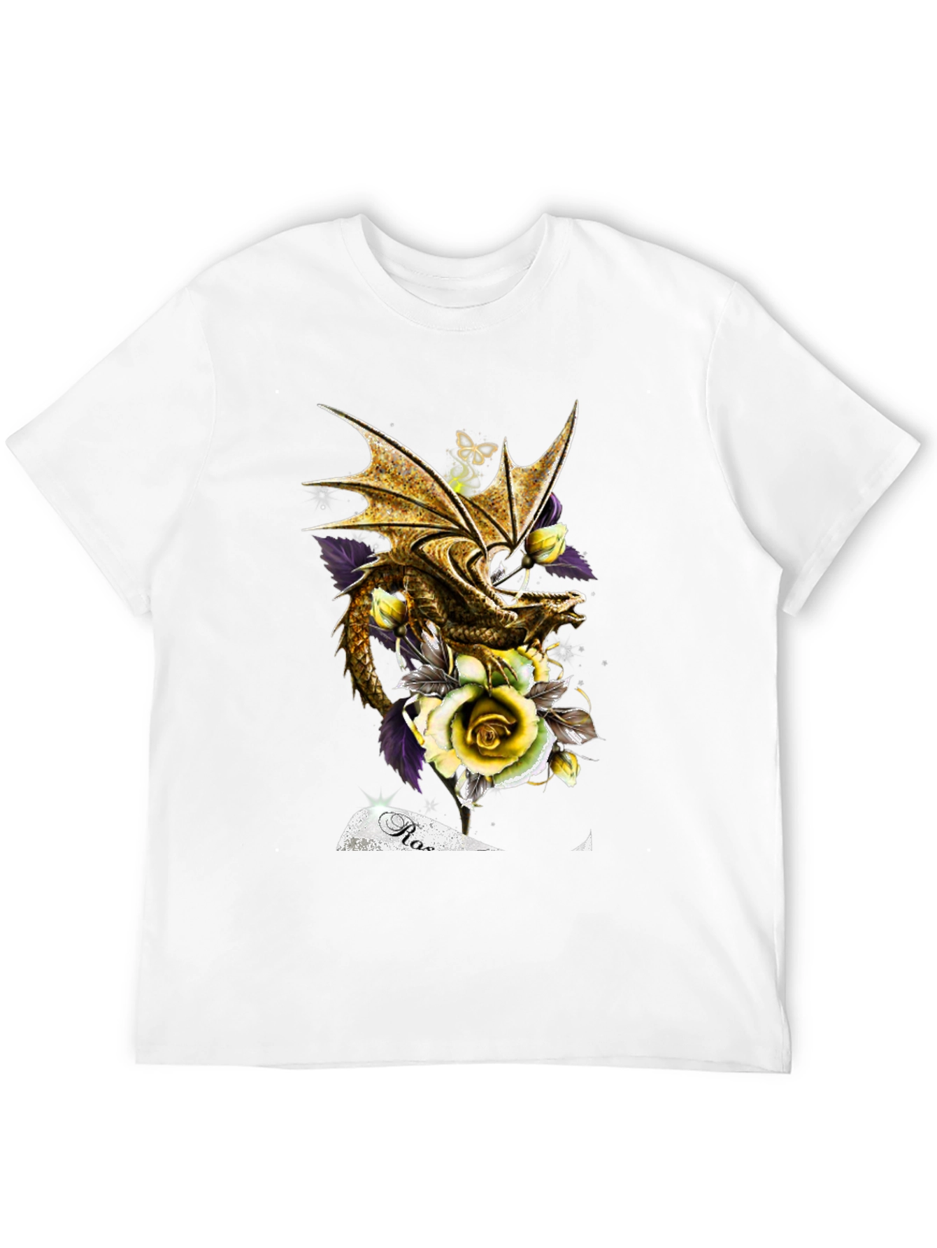 Black Dragon and Roses Graphic Tee view 12