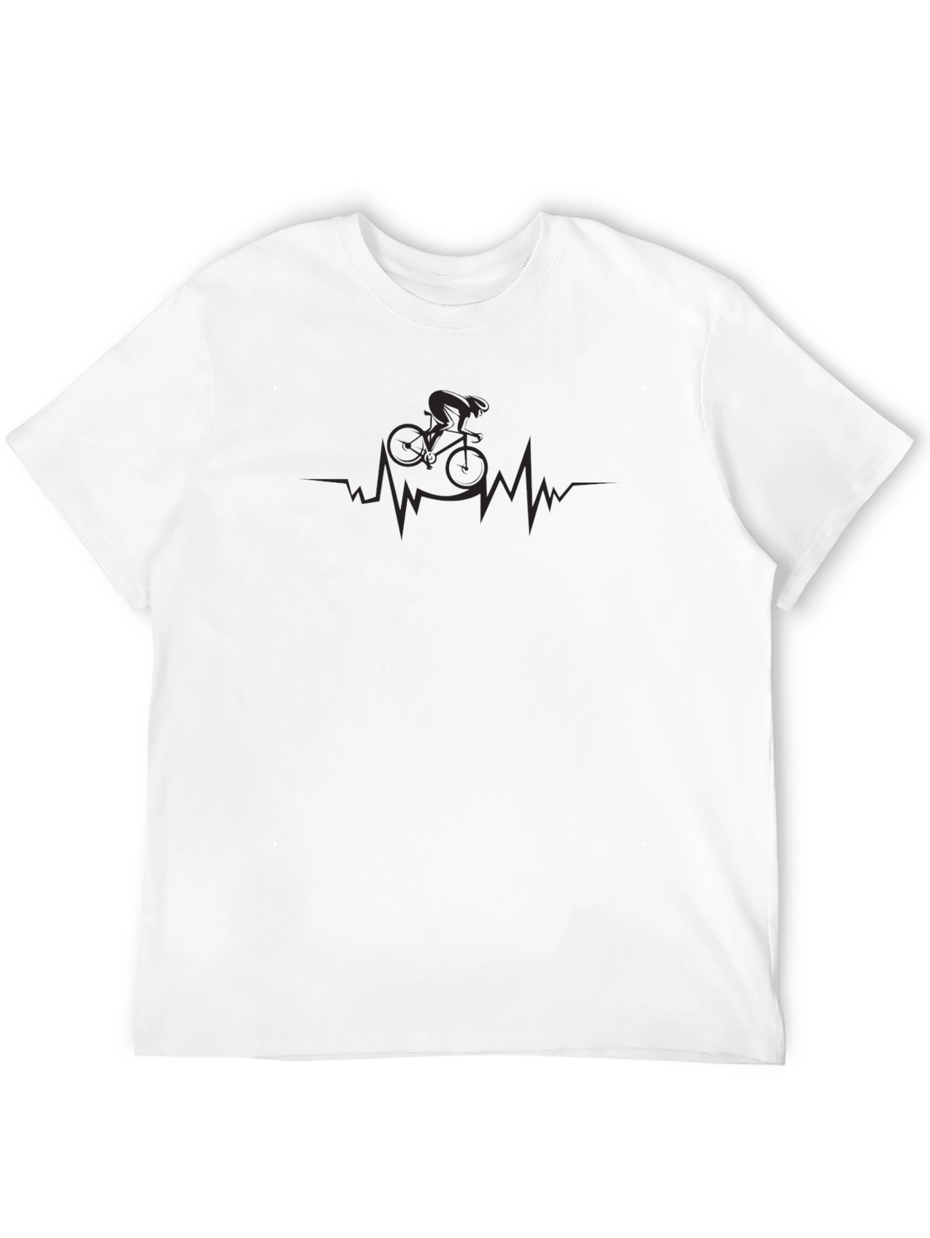 Black Cycling Heartbeat T-Shirt -  Comfortable Black Tee view 12