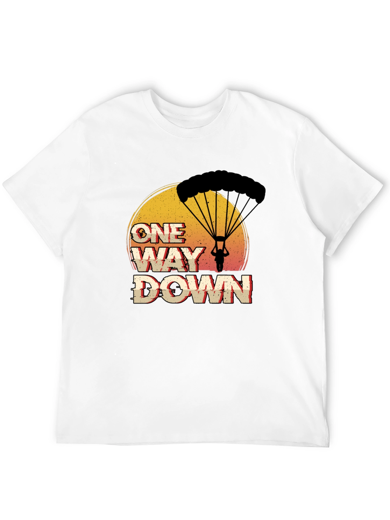 Black One Way Down Parachute Graphic T-Shirt view 12