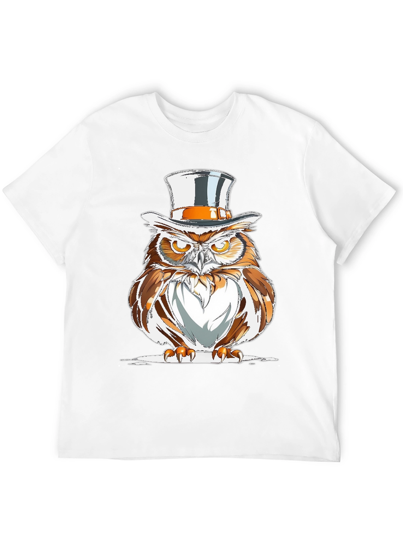 Black Owl Top Hat Graphic Tee - Men's Black T-Shirt view 12