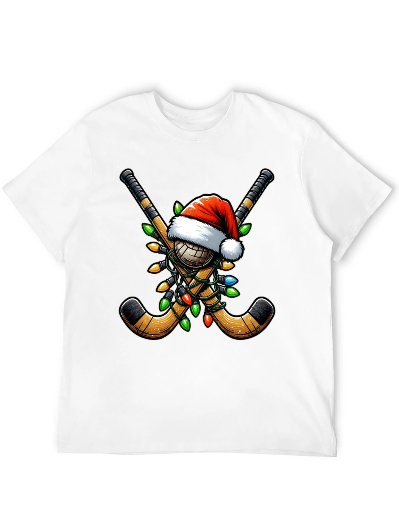 Black Festive Hockey Holiday T-Shirt view 12