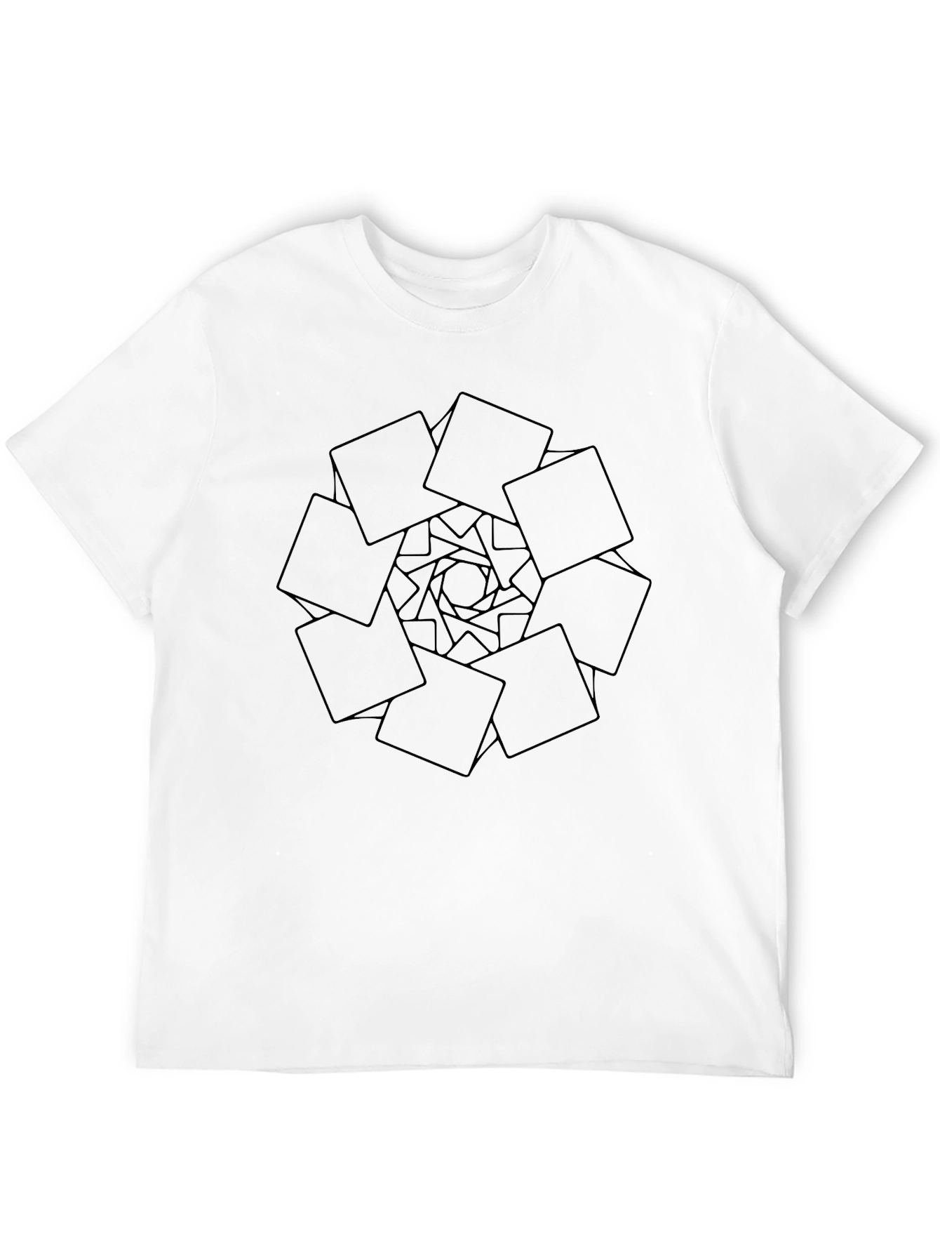 Black Abstract Geometric Squares Design Black T-Shirt view 12