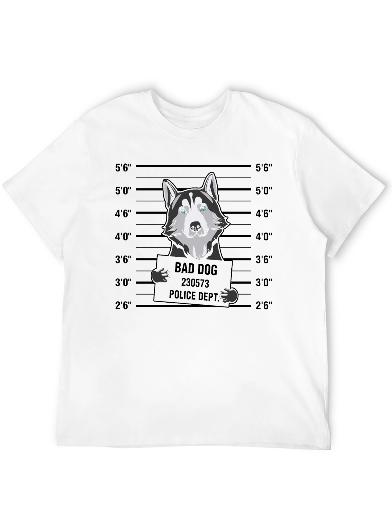 Bad Dog Husky Mugshot T-Shirt - Funny Dog Lover Tee - 12