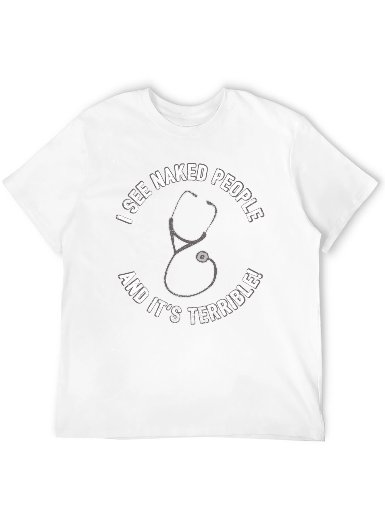 Black Funny Doctor/Nurse Black T-Shirt - Naked People Stethoscope view 12