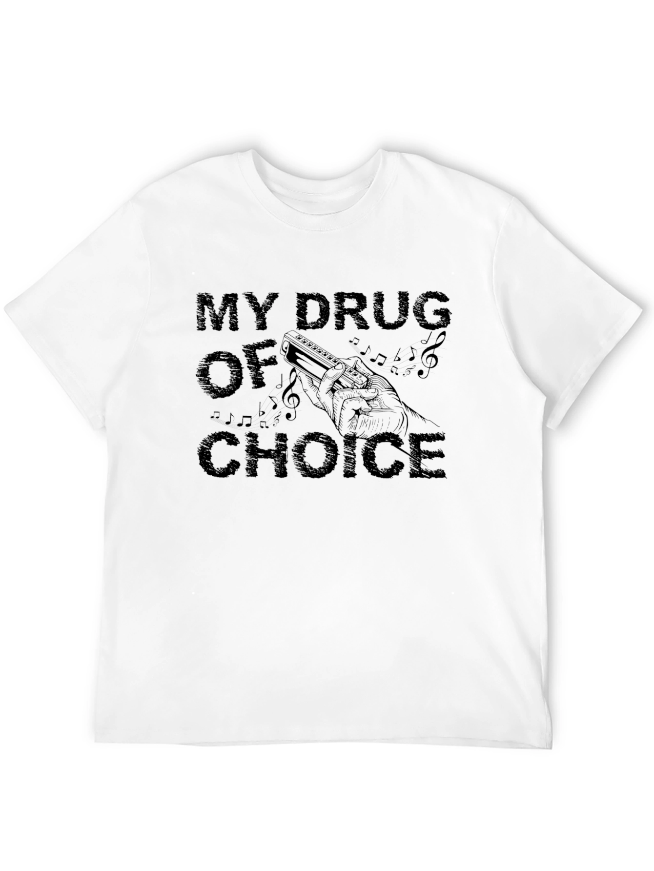 Black My Drug of Choice Harmonica T-Shirt view 12