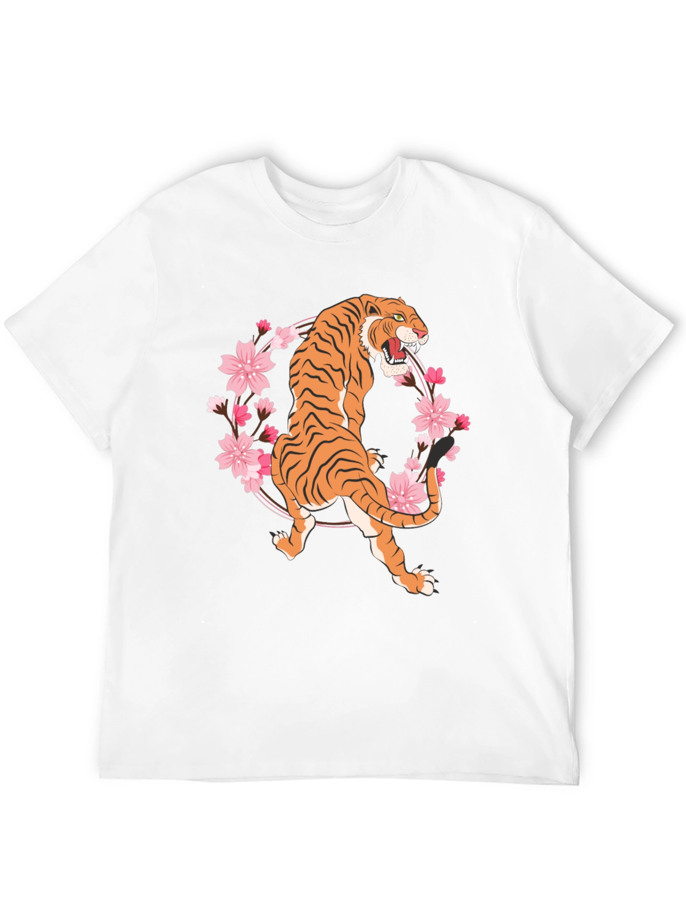 Black Tiger & Cherry Blossom Graphic Tee - Black view 12
