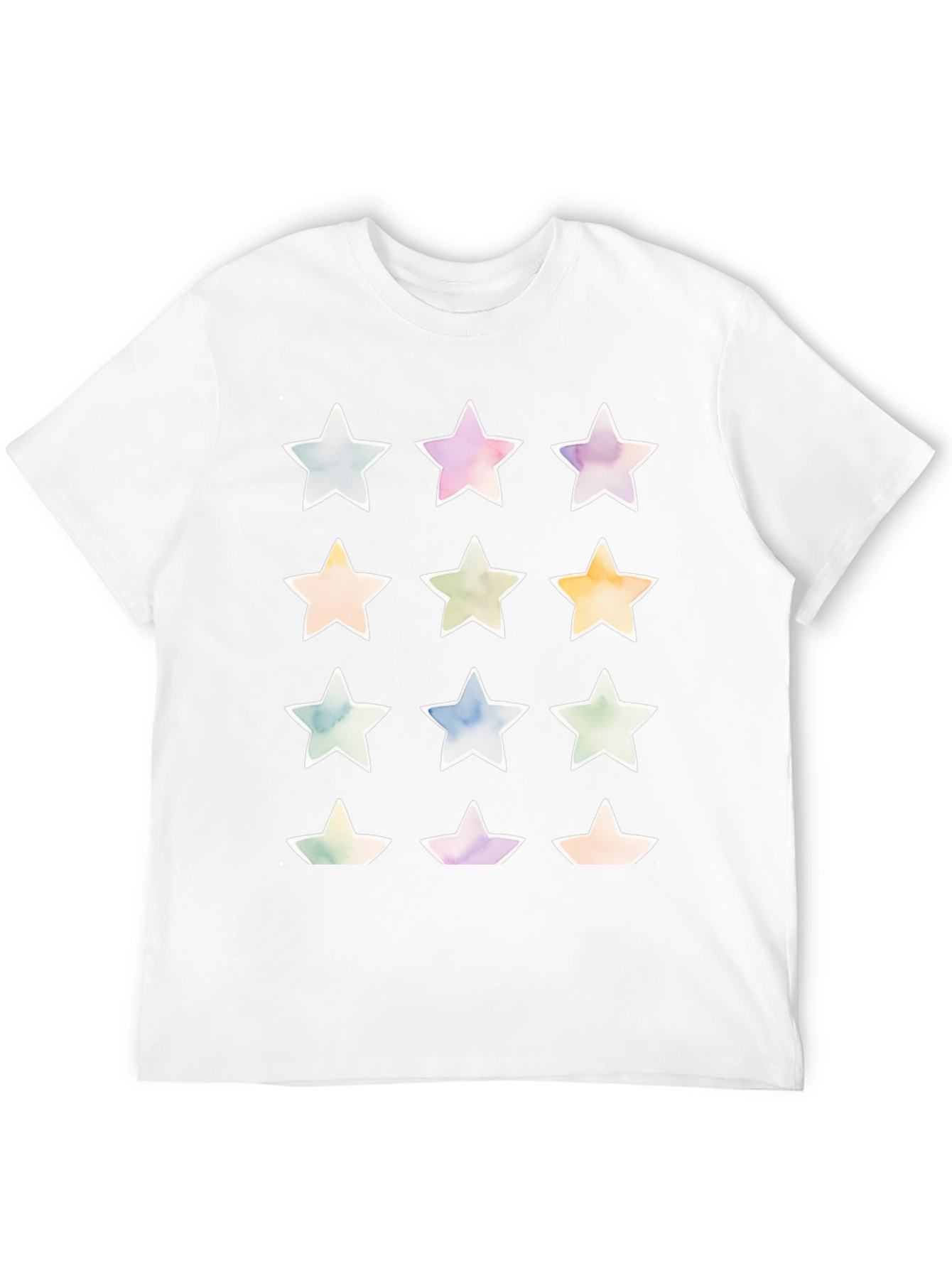 Black Watercolor Star Print Black T-Shirt view 12
