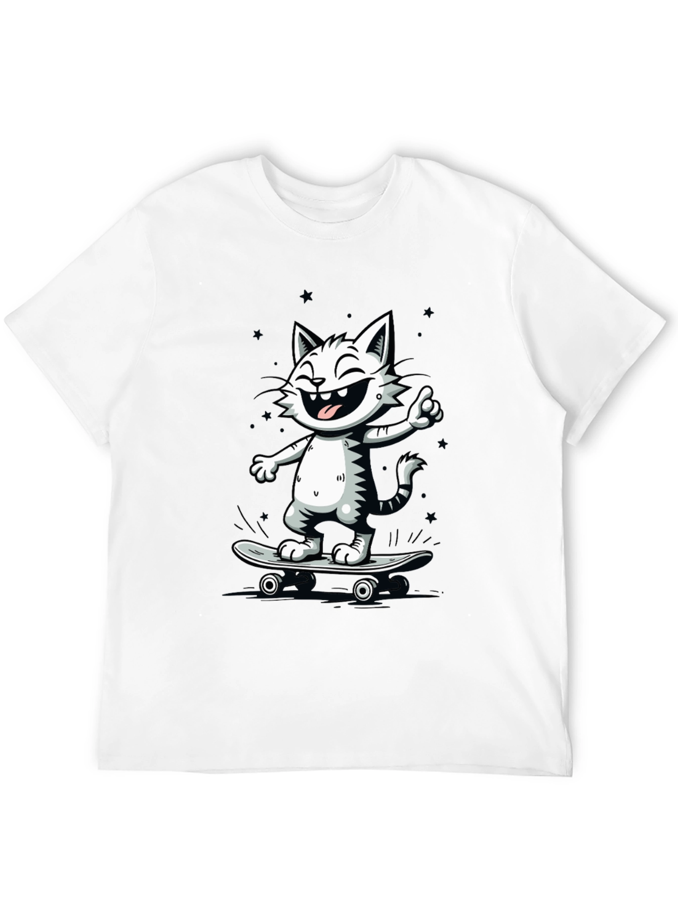 Black Cool Cat Skateboard T-Shirt - Black view 12