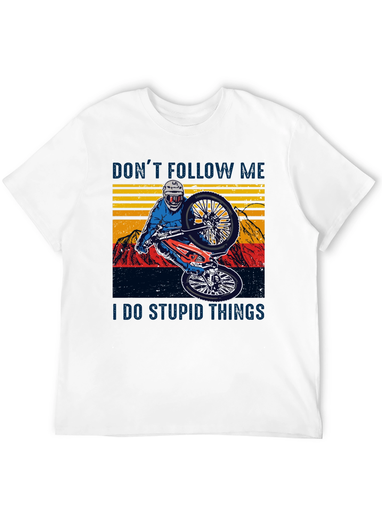 Black Funny Mountain Bike Graphic Tee - Don't Follow Me view 12